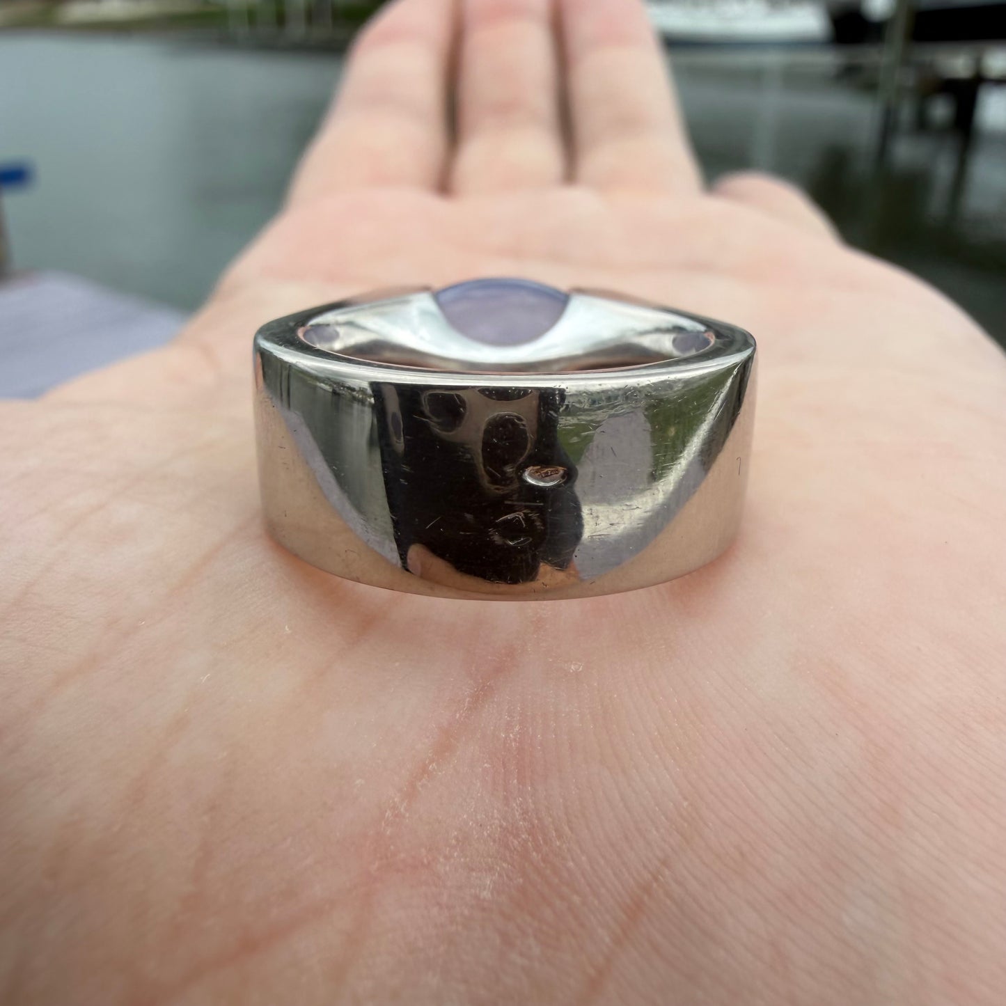 1999 Cartier Solid 18k White Gold Tankissme Chalcedony Ring (8)