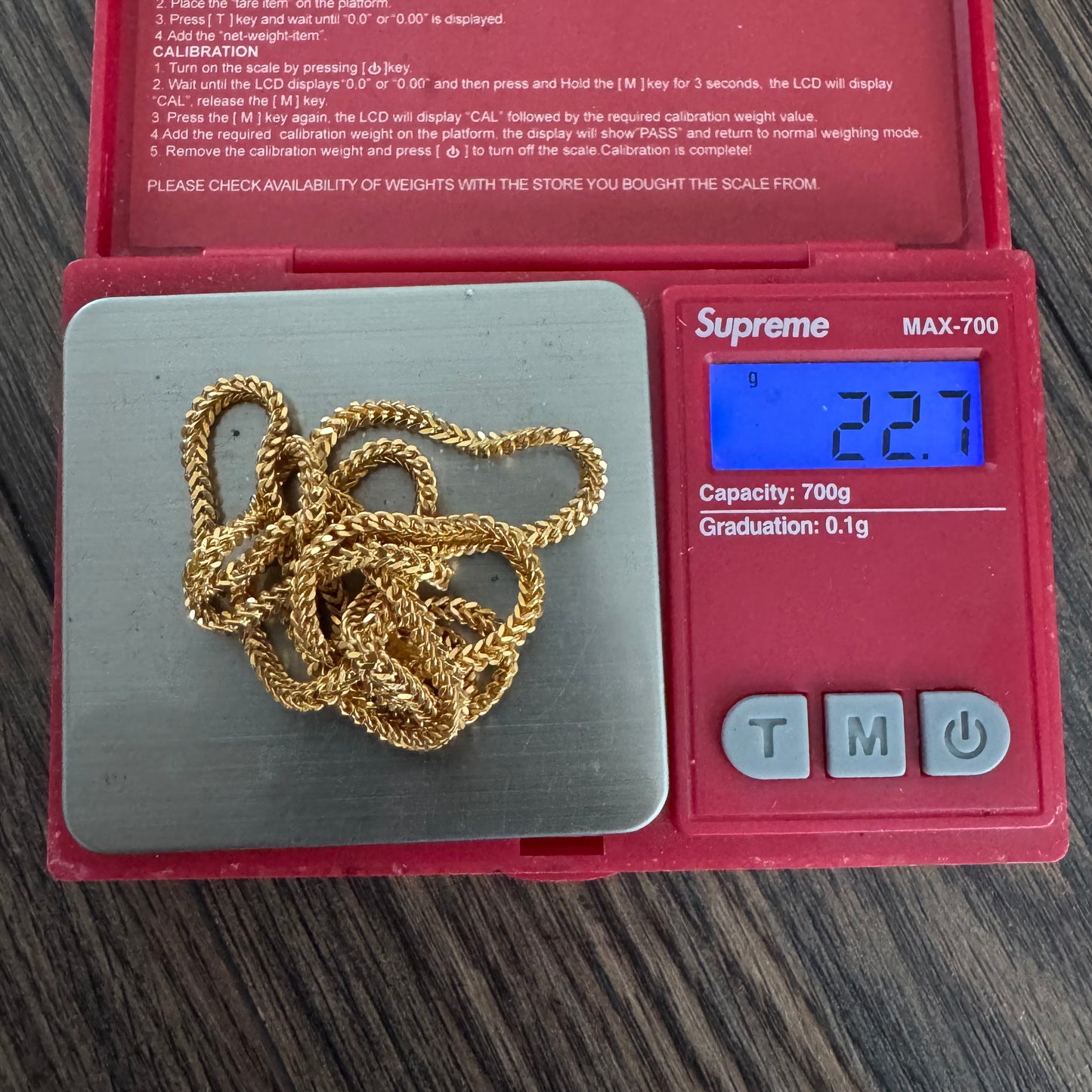 Solid 22k Yellow Gold Franco Link Necklace (24”)