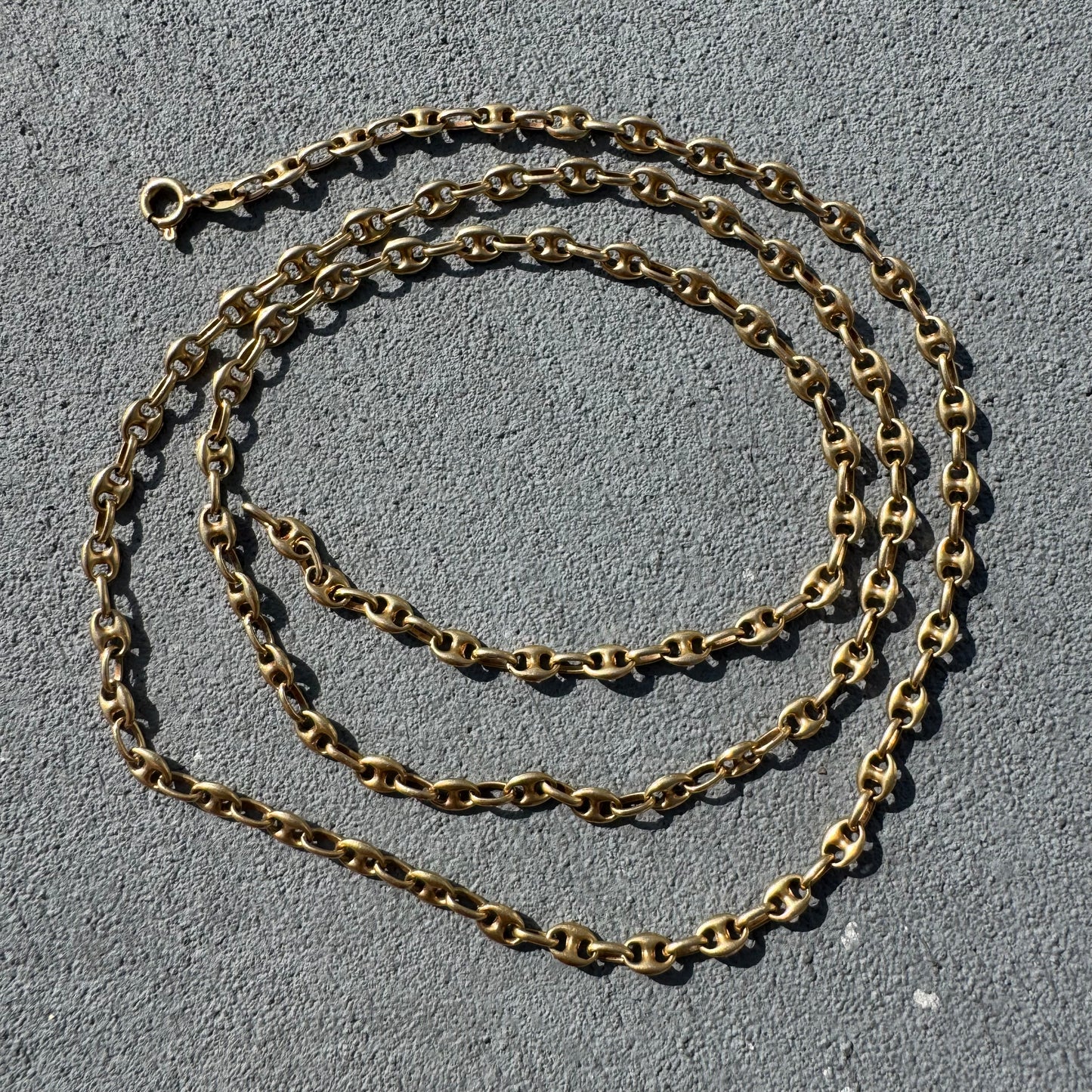 Vintage Fully Solid 18k Yellow Gold Puffed Mariner Link Necklace (27.75”)