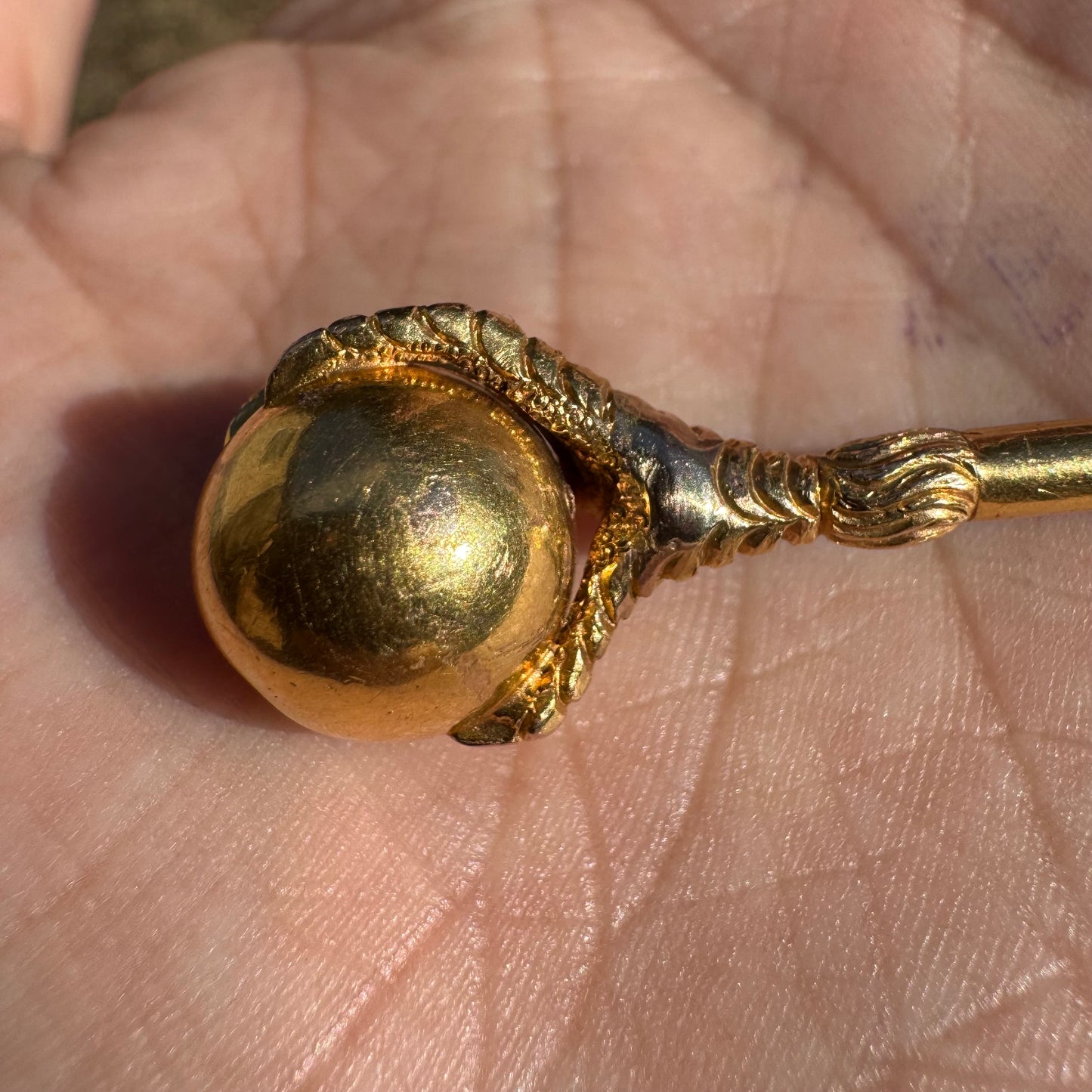 Mid 1800’s Solid 19k Yellow Gold Natural Old Mine Cut Diamond Eagle Claw Club Pendant