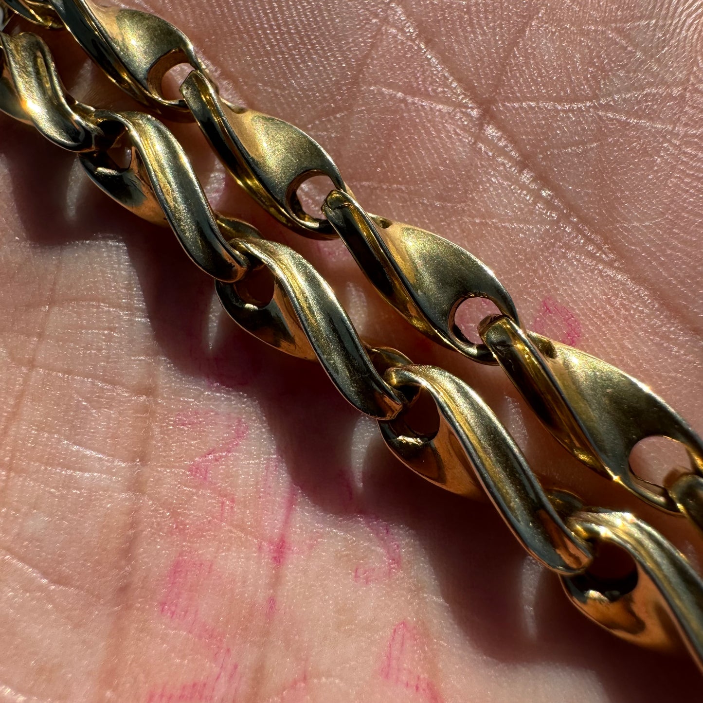 1980’s Solid 14k Yellow Gold Fancy Heavyweight Spiral Link Necklace (23”)
