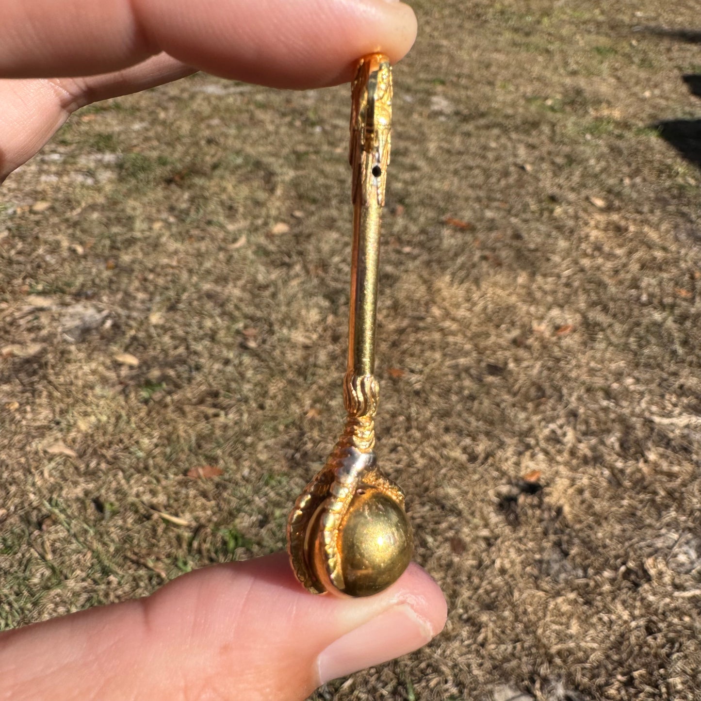Mid 1800’s Solid 19k Yellow Gold Natural Old Mine Cut Diamond Eagle Claw Club Pendant