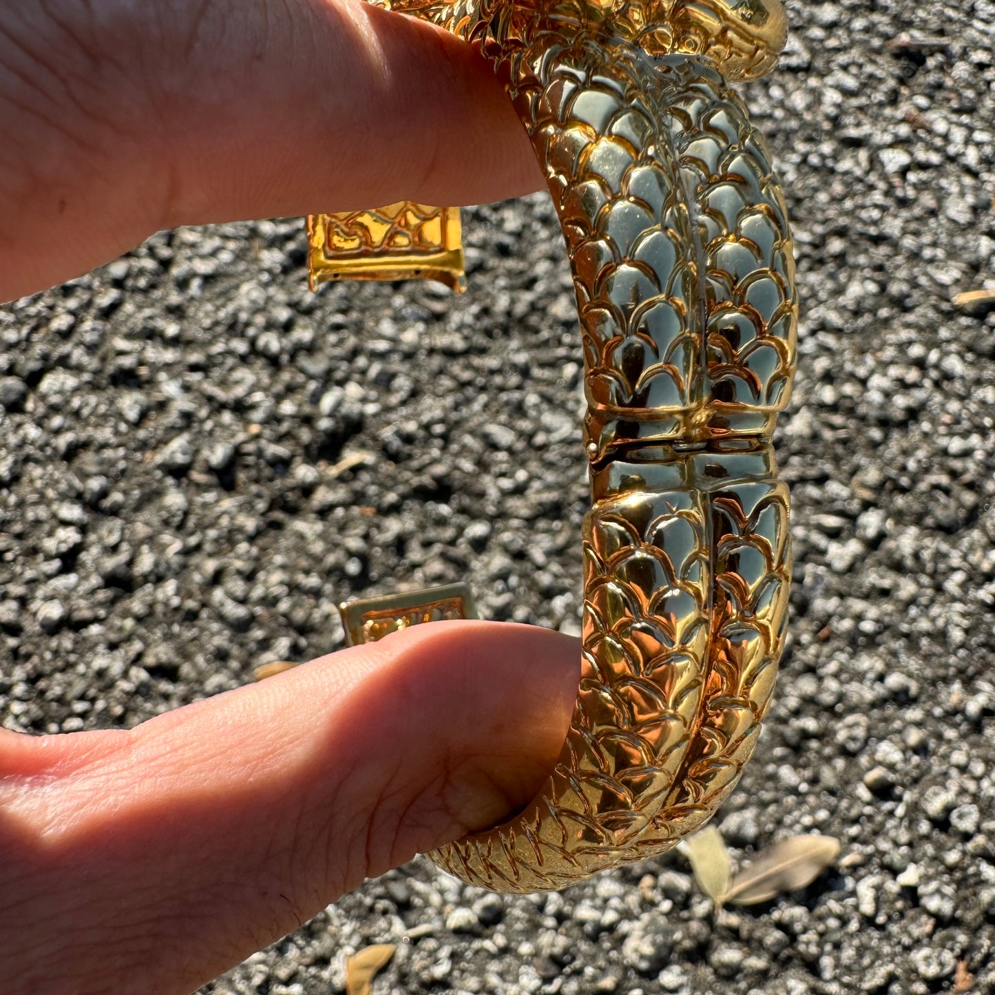 Vintage 14k Yellow Italian Gold Large Menacing Snake Bracelet (7”-8”)