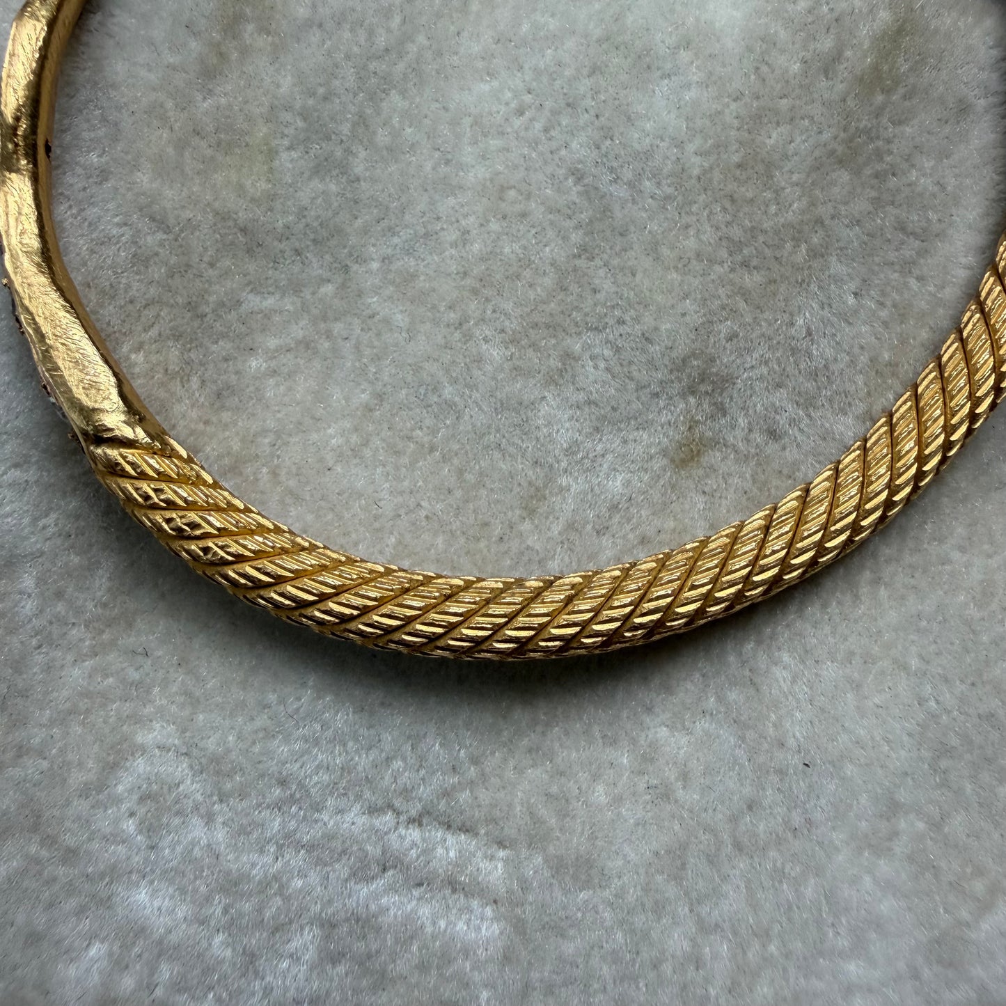 Antique Egyptian Solid 22.5k Yellow Gold Natural Rose Cut Diamond And Ruby Snake Bangle Bracelet (6.5”-8”)