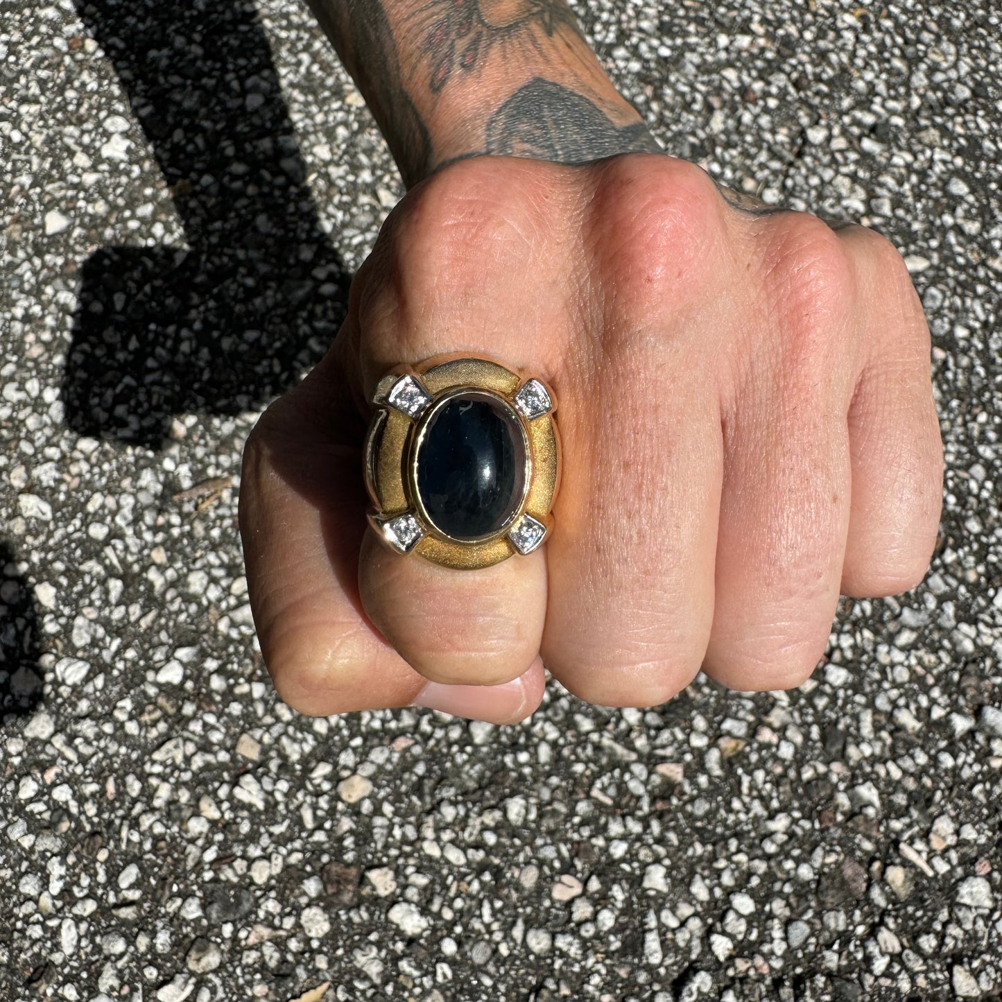 Vintage 10ct Blue Sapphire and .40ctw Natural Diamond 14k Yellow Gold Custom Ring (9)