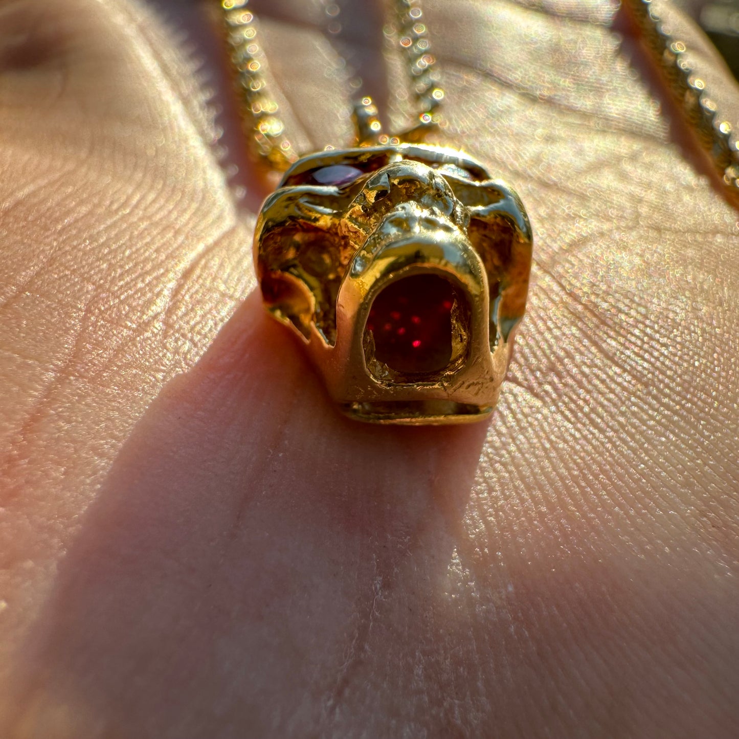 Custom 18k Yellow Gold Reaper Deaths Head Skull Pendant