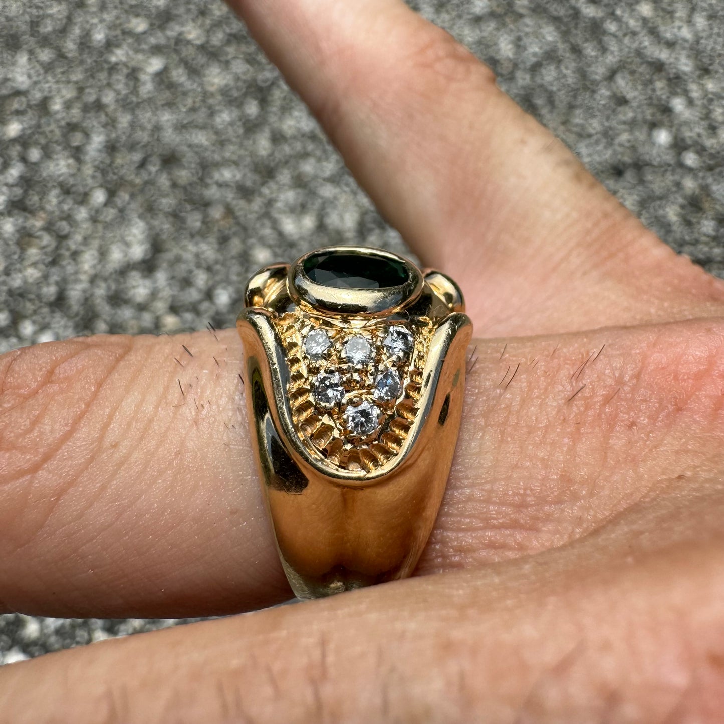 Vintage 14k Yellow Gold .80Ct Natural Columbian Emerald .50Ctw Natural VS Diamond Ring (8)