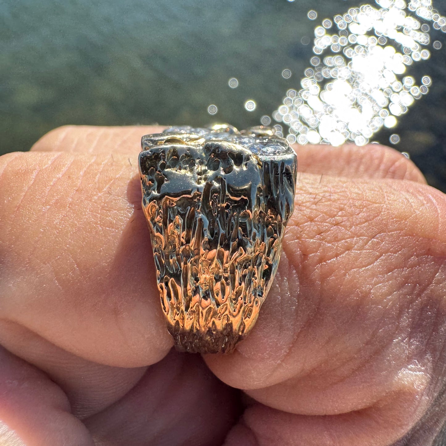 1980’s Solid 14k Yellow Gold 1.25ctw Natural Diamond Nugget Ring (11)