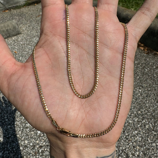 14k Yellow Gold Solid Miami Cuban Link Necklace (18.25”)