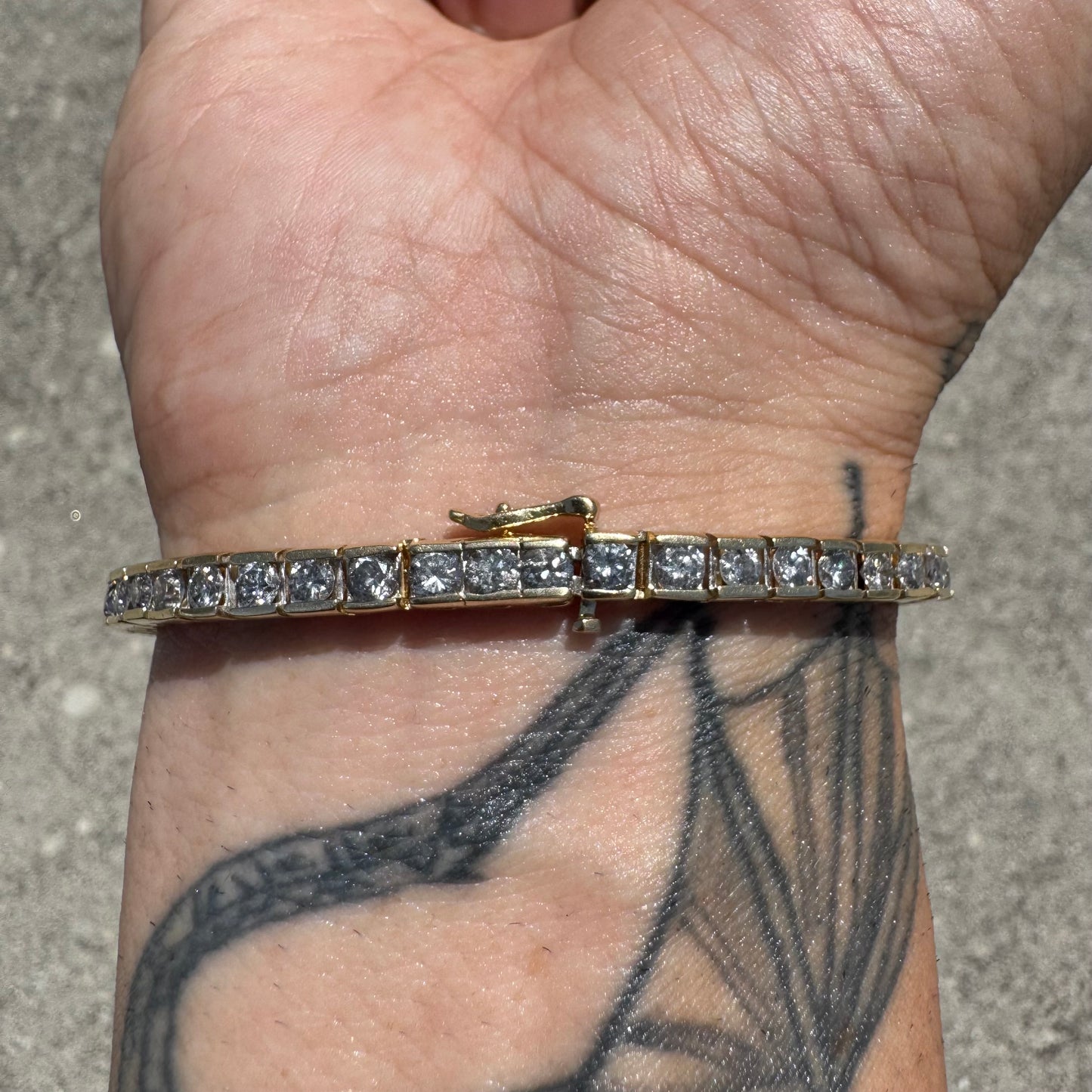 Vintage 7.0ctw Natural Diamond 14k Yellow Gold Channel Set Tennis Bracelet (7.35”)