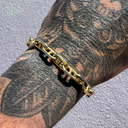 Vintage Solid 14k Yellow Gold Chaine D’ Ancre Link Bracelet (9”)