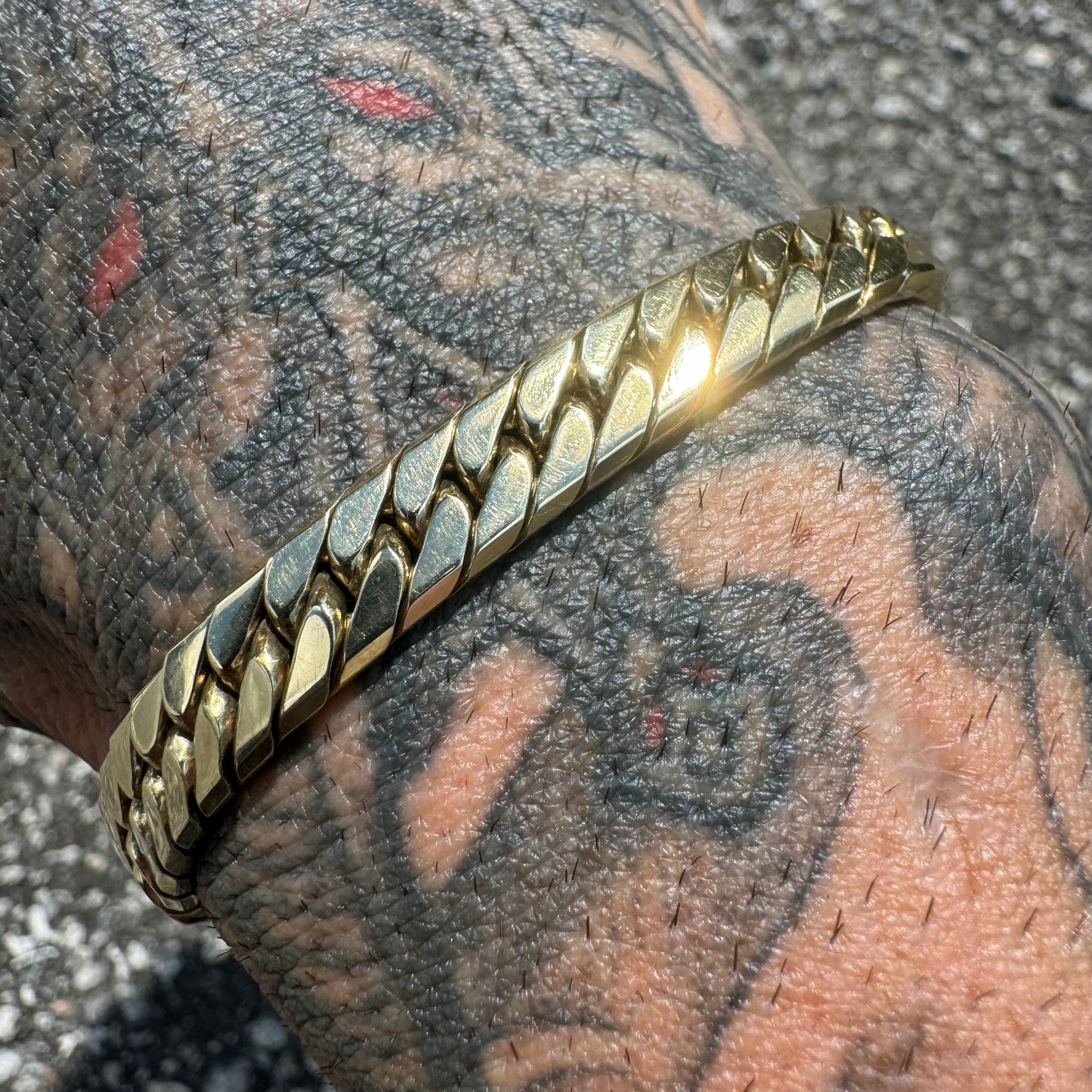 Vintage Solid 14k Yellow Gold Old School Sleek Miami Cuban Link Bracelet (8”)