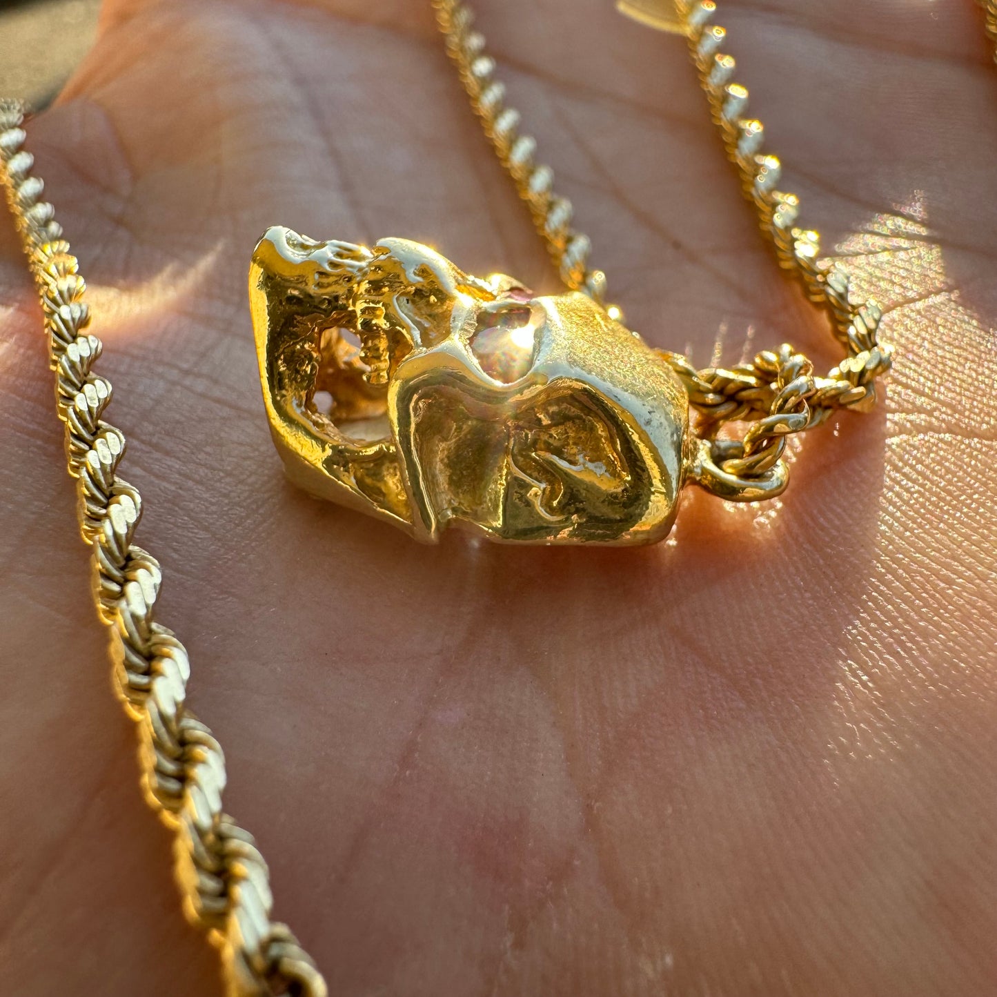Custom 18k Yellow Gold Reaper Deaths Head Skull Pendant