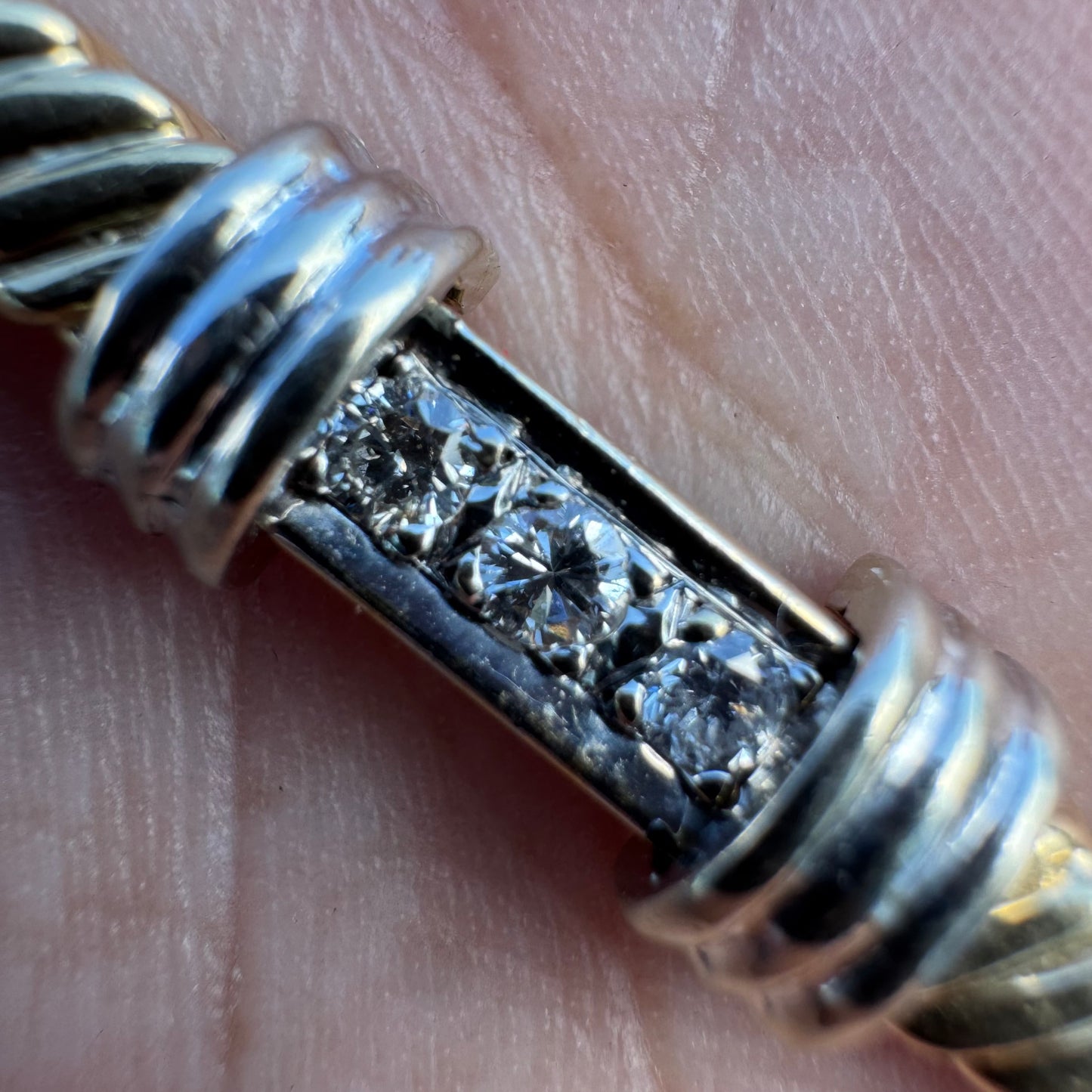 Vintage Solid 14k Two-Tone Gold 1.20ctw Natural Diamond Bracelet (7.25”)