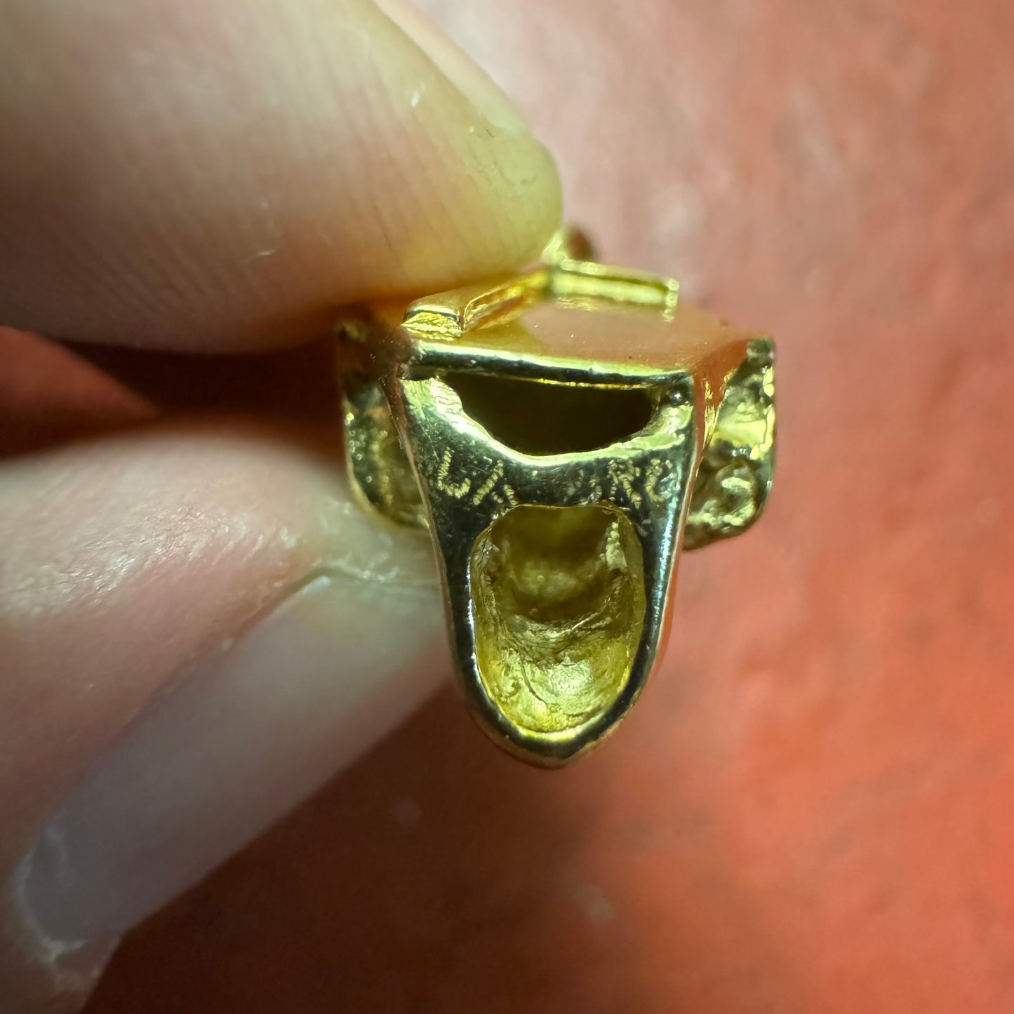 Custom 18k Yellow Gold Reaper Deaths Head Skull Pendant