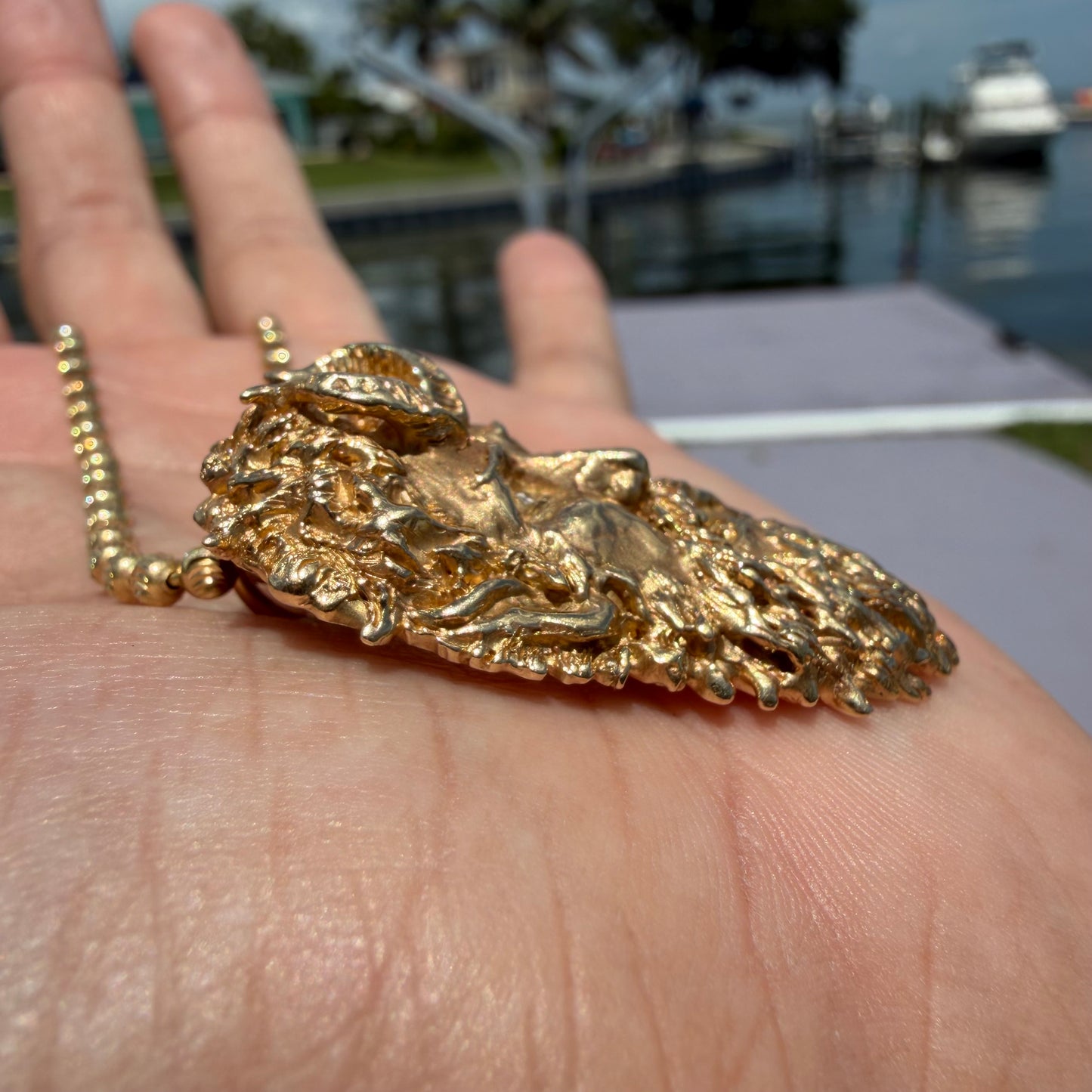 Vintage Solid 14k Yellow Gold Large Dionysus/Bacchus Pendant