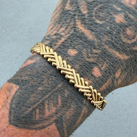 Vintage Tiffany & Co. Solid 14k Yellow Gold Basket Weave Link Bracelet (7.75”)