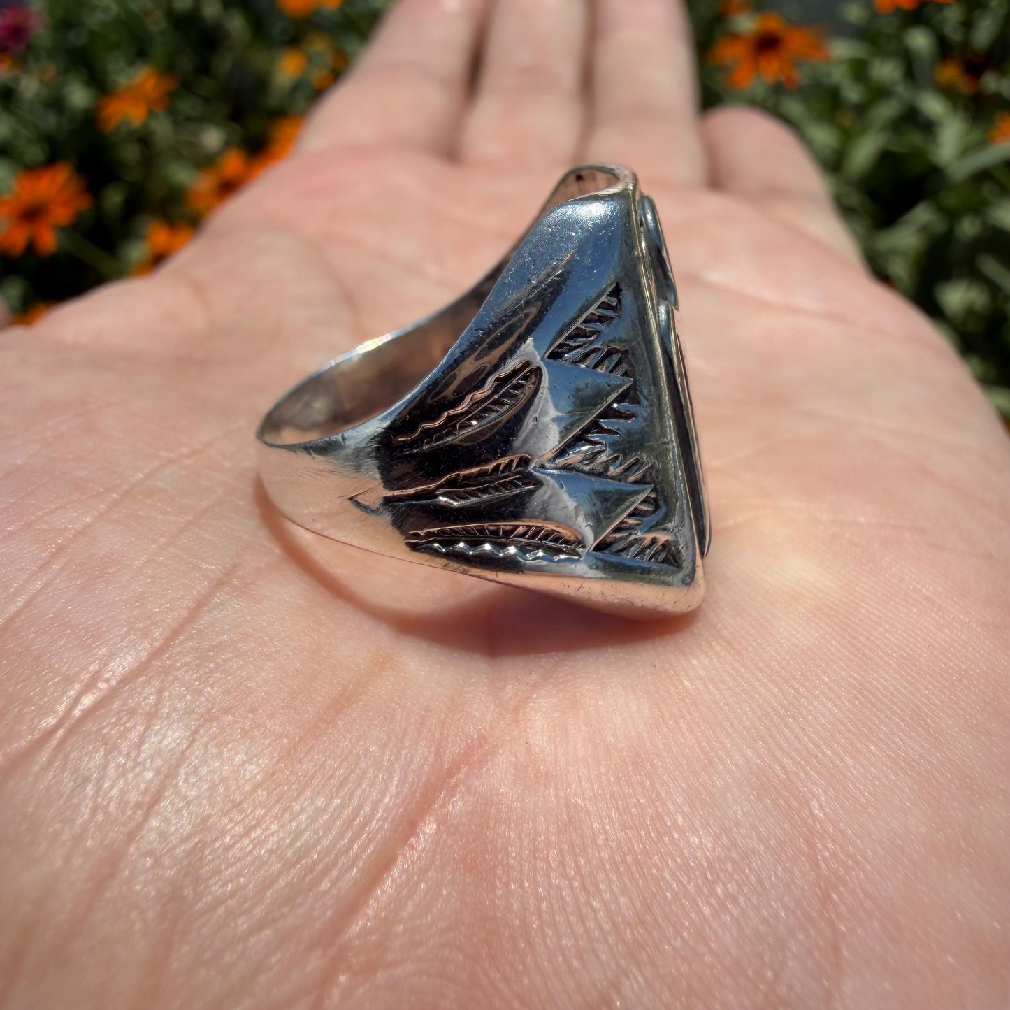 1960’s Bell Trading Post Sterling Silver Thunderbird Signet Ring (10)
