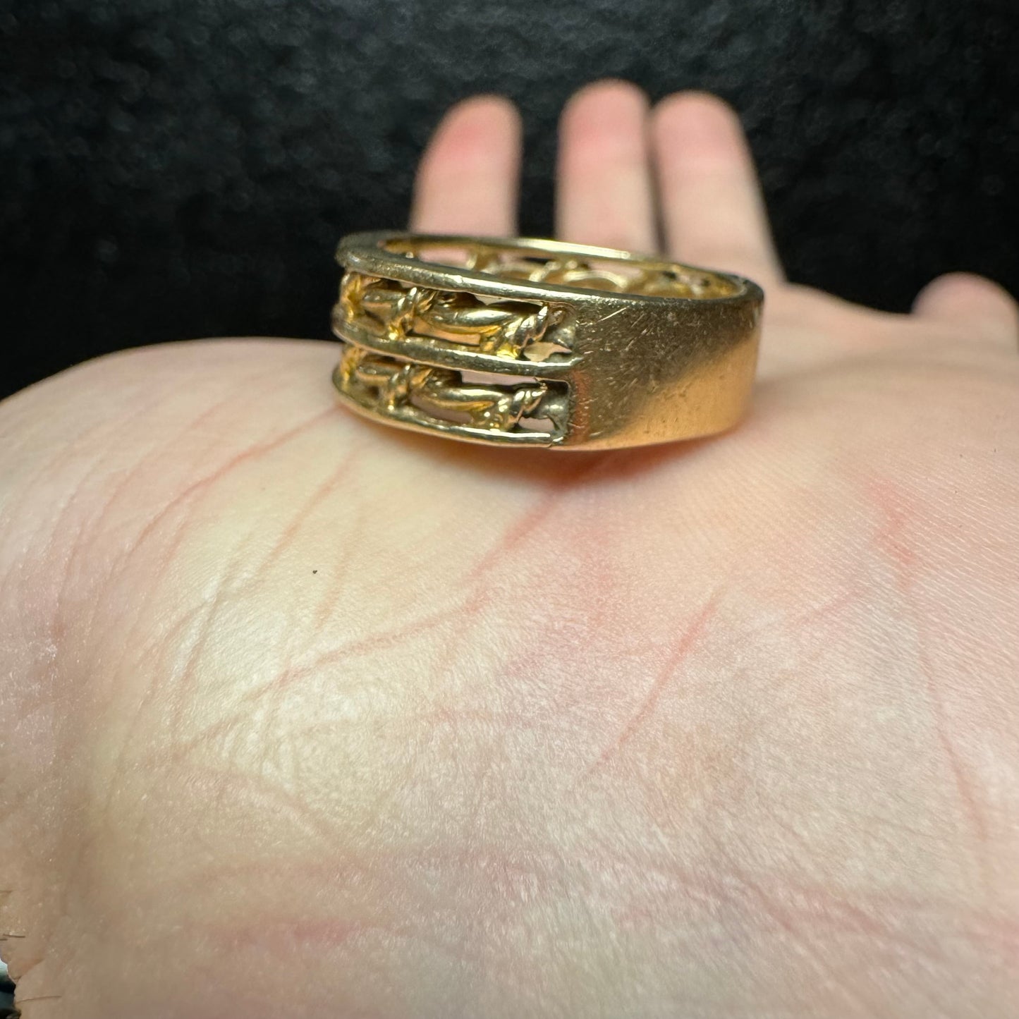 Vintage Solid 14k Yellow Gold Barbed Wire Ring (9.5)