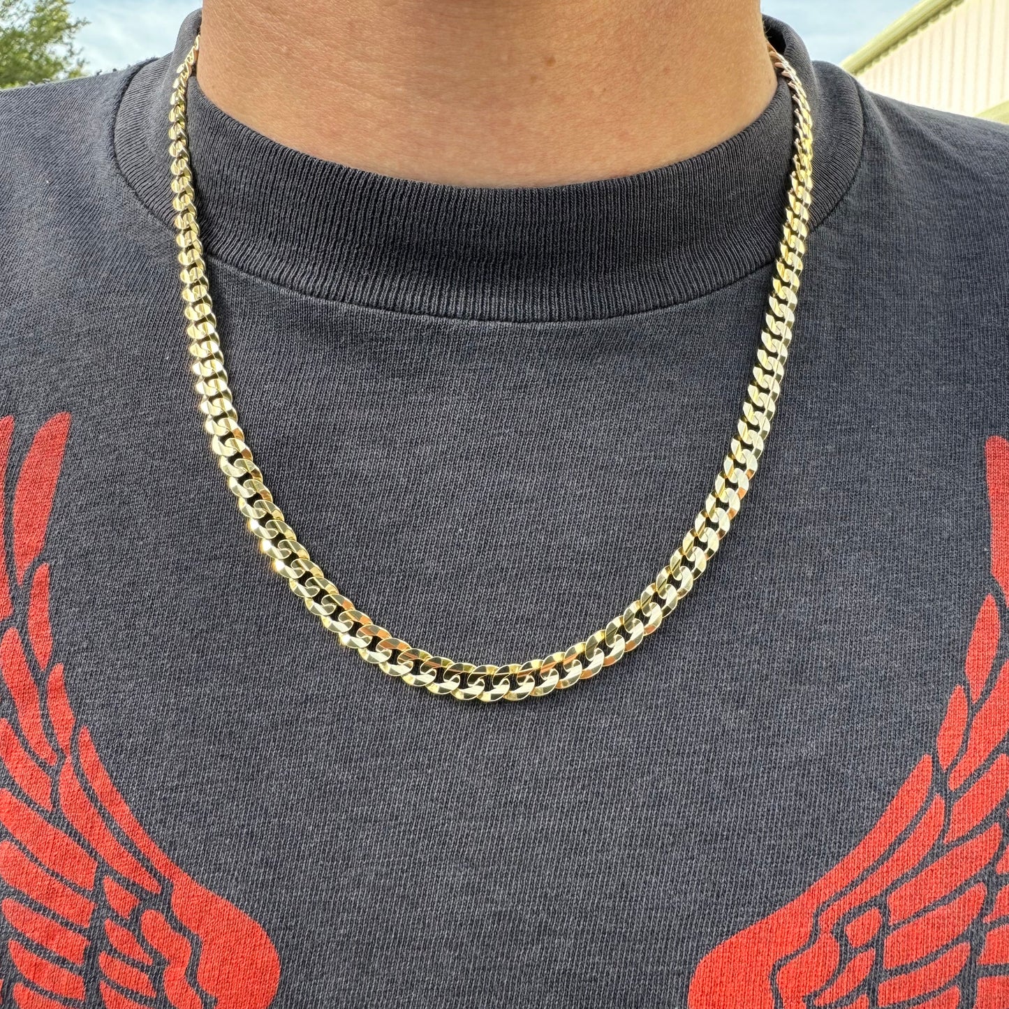 Brand New Solid 14k Yellow Gold Cuban Curb Link Necklace (20”)