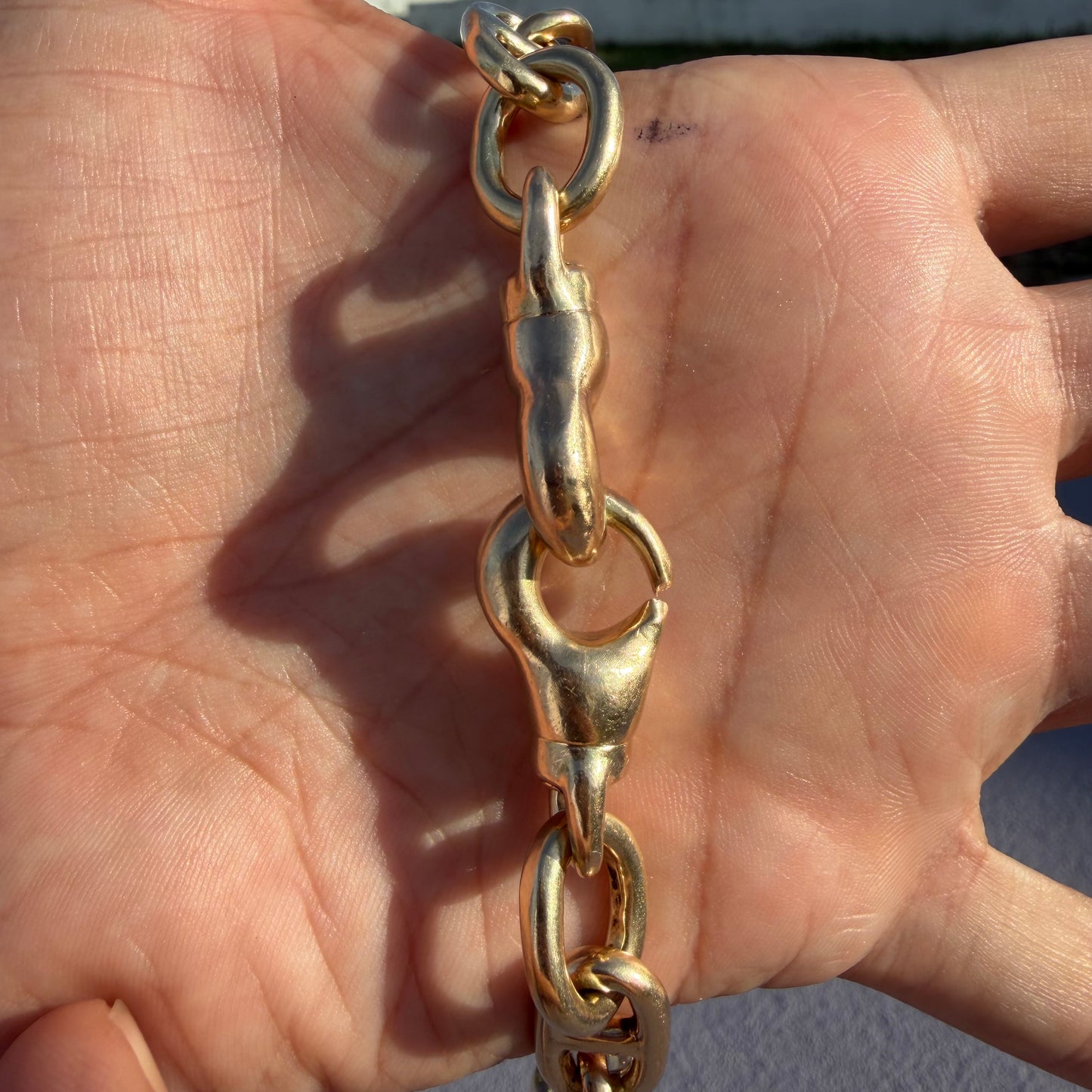 1970’s Super Heavyweight Solid 14k Yellow Gold Chunky Chaine D’ Ancre Mariner Link Bracelet (9.5”)
