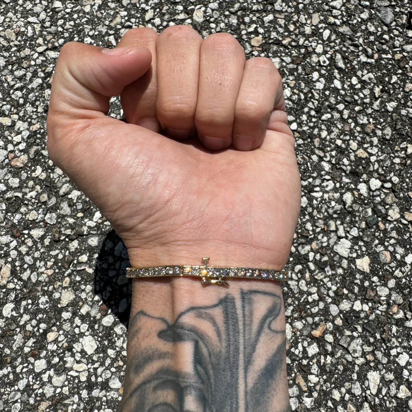 Vintage 14k Yellow Gold 4.13CTW Natural Channel Set Diamond Tennis Bracelet (6.65”)
