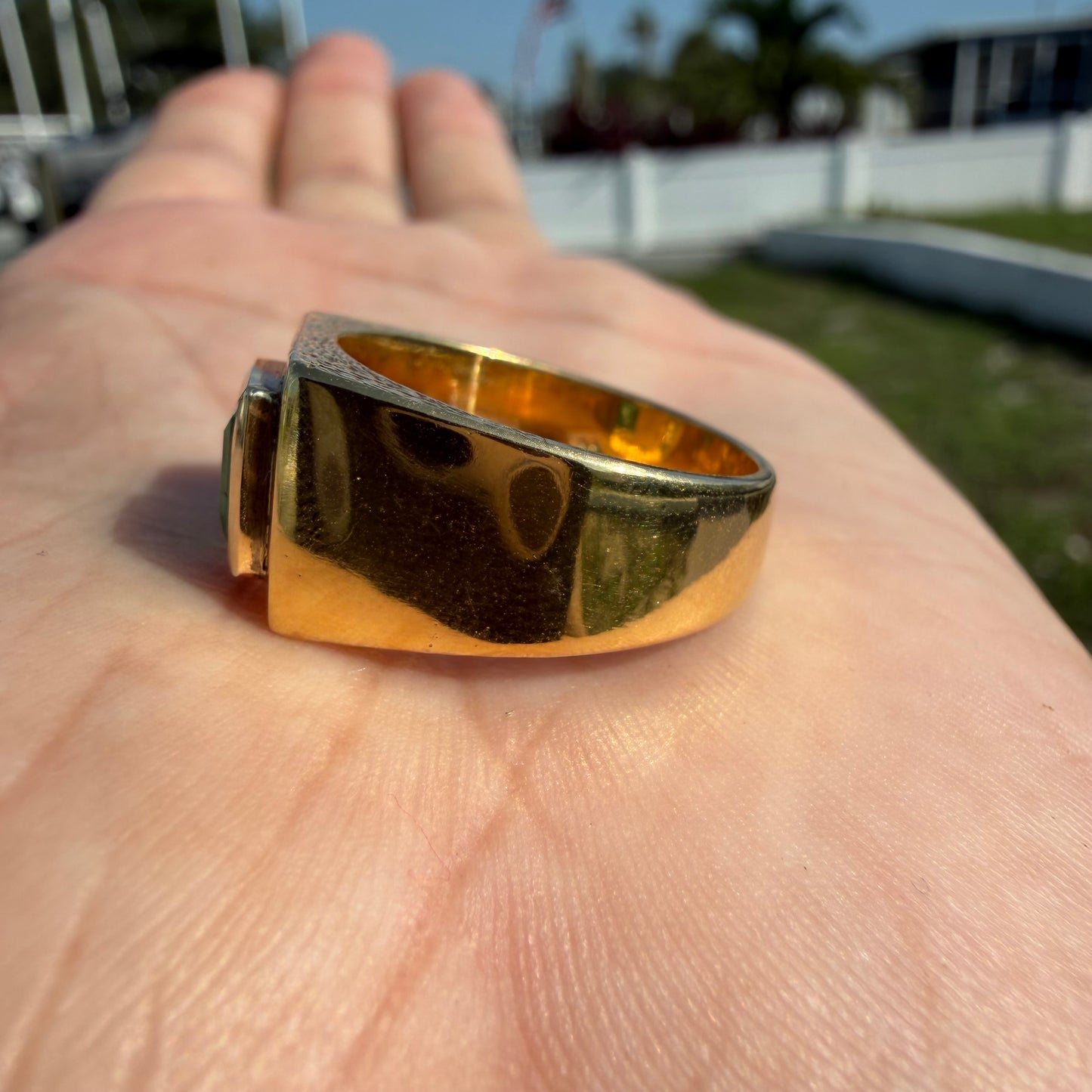 1980’s New Old Stock Solid 18k Yellow Gold 1.95ctw Natural Colombian Emerald and VS Diamond Signet Ring (9)