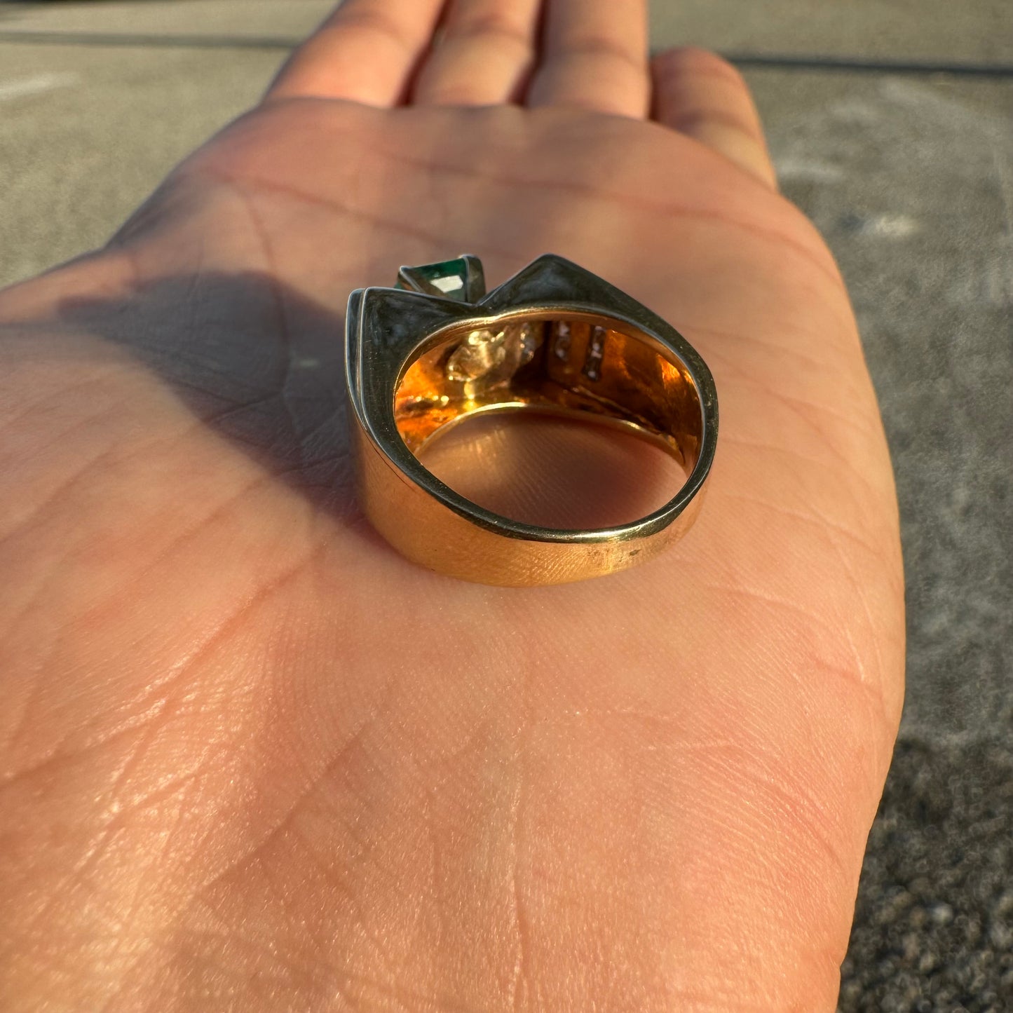 Custom 14k Yellow Gold 1.3Ct Natural Columbian Emerald & .70Ctw Natural Diamond Ring (6.25)