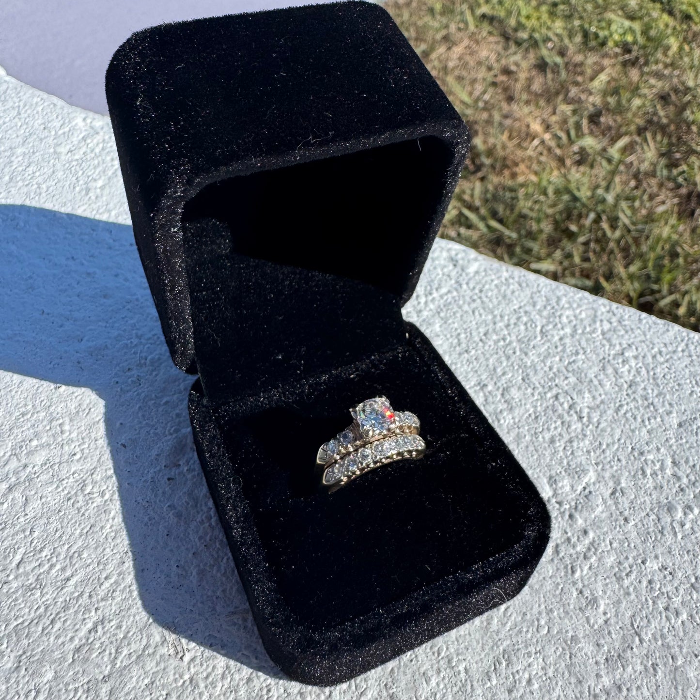 Circa 1930’s Solid 14k Gold 1.50ctw Natural Old Euro Cut Diamond Engagement & Wedding Ring Set (6.5)