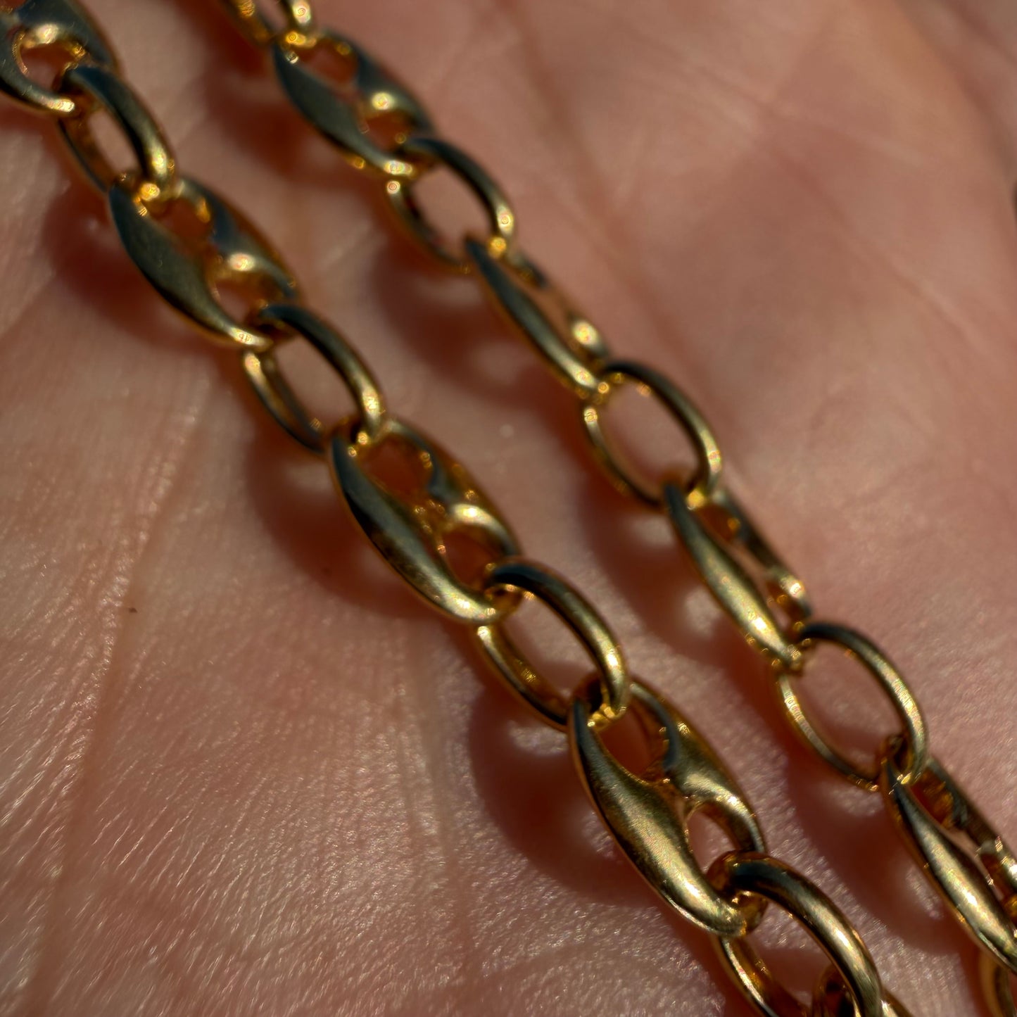 Vintage Solid 18k Italian Yellow Gold Puffed Mariner Link Necklace (21”)