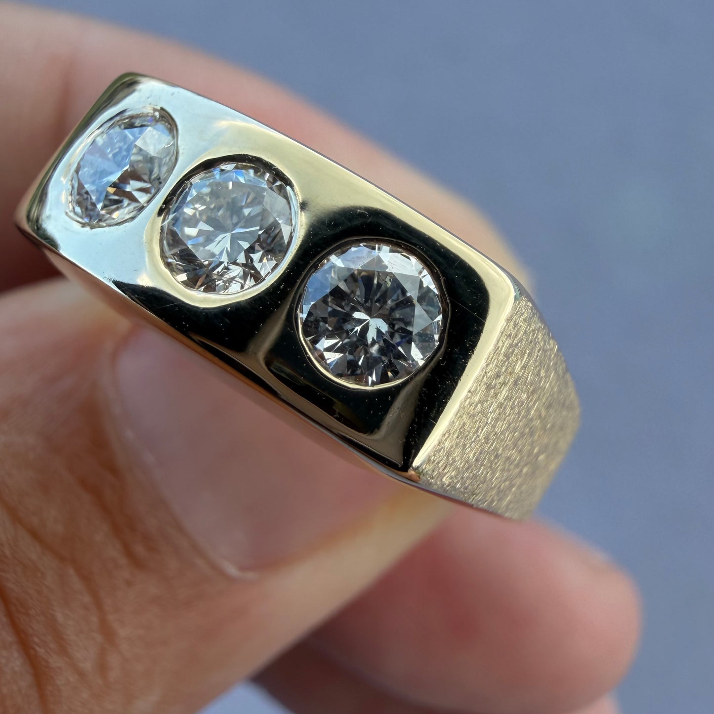 Vintage Solid 14k Yellow Gold .75ctw Natural Diamond Trilogy Ring (10.5)