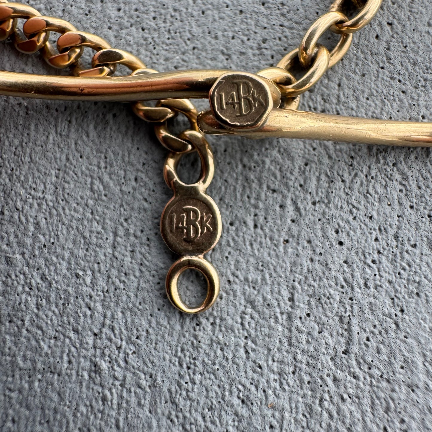 Antique Solid 14k Yellow Gold Double Dog Clip Curb Link Albert Watch Chain Necklace (21”)