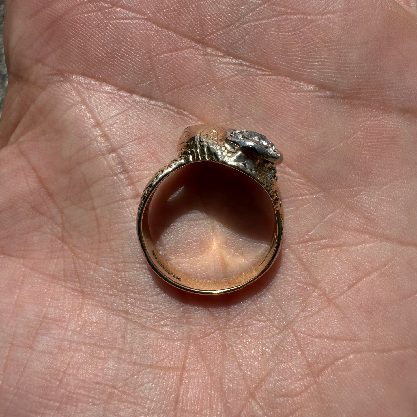 Mid-Century 10k Yellow Gold .45CTW Old Euro Cut Natural Diamond Cluster Snake Ring (8)