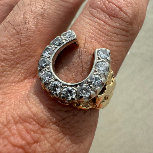 1980’s 14k Gold .77CTW Natural Diamond Horseshoe Nugget Ring (10)