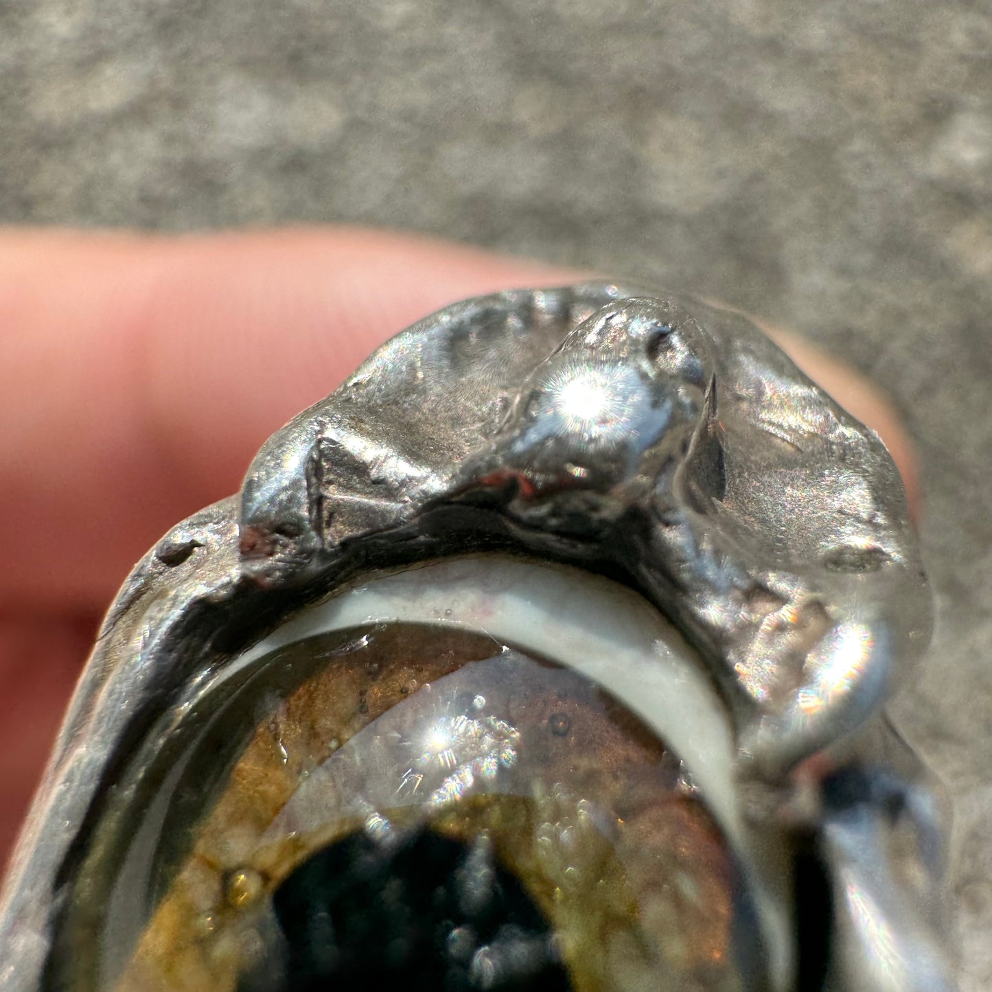 Pre-WW2 Heavyweight Sterling/.925 Prosthetic Eye Cherub Ring (11)