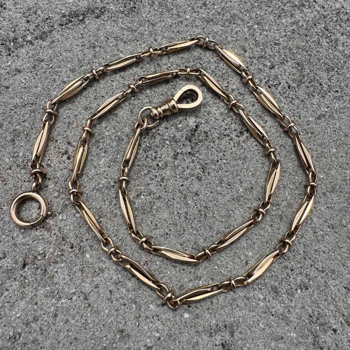 Antique Solid 14k Yellow Gold Fancy Link Watch Chain Necklace (19.5”)