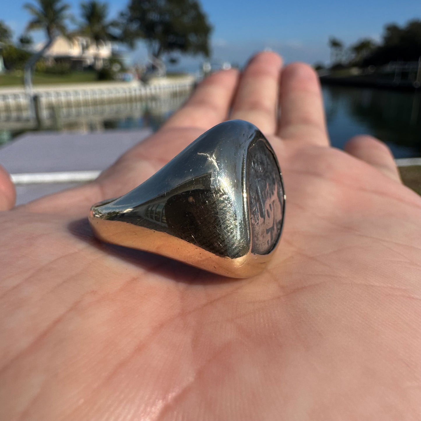 1670’s Spanish Cob 14k Yellow Gold Coin Ring (11.5)