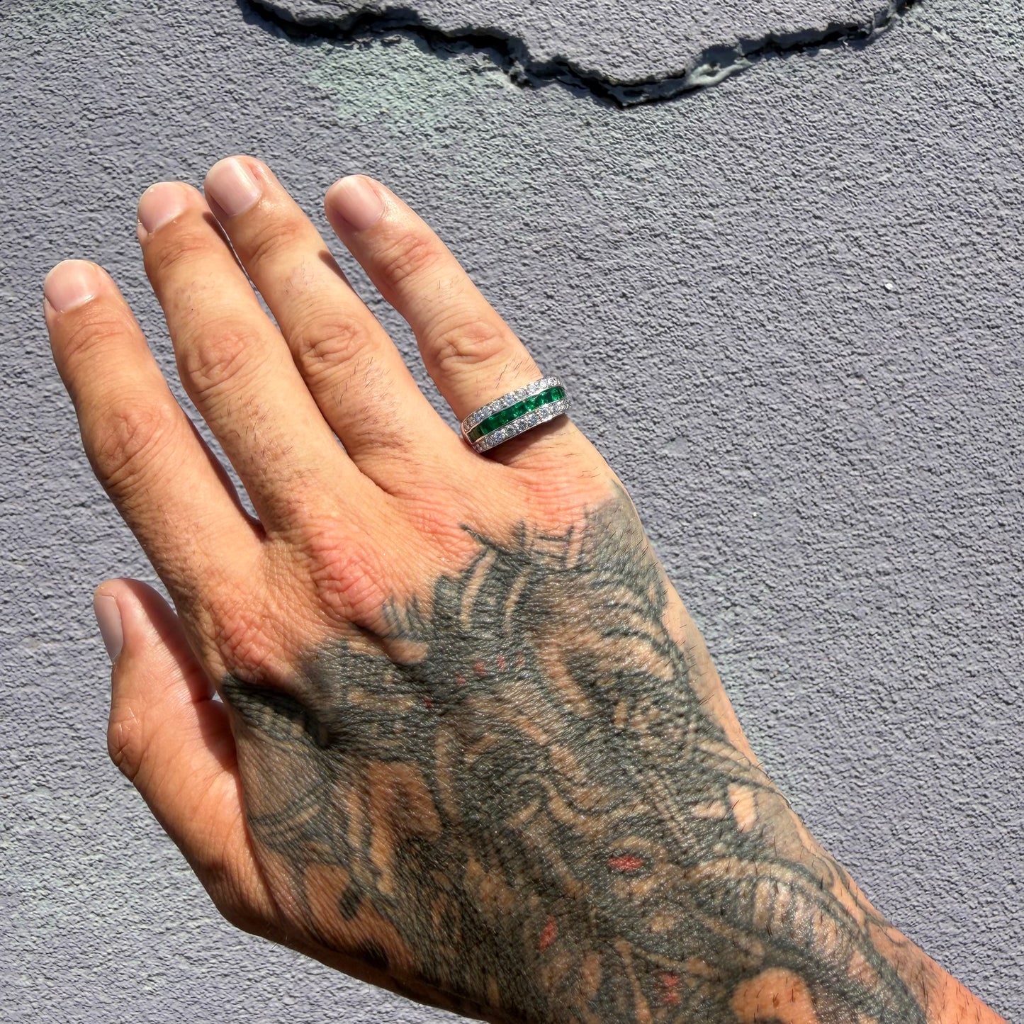 1980’s New Old Stock Solid Platinum 2.5ctw Natural Colombian Emerald and VS Diamond Ring (7.75)