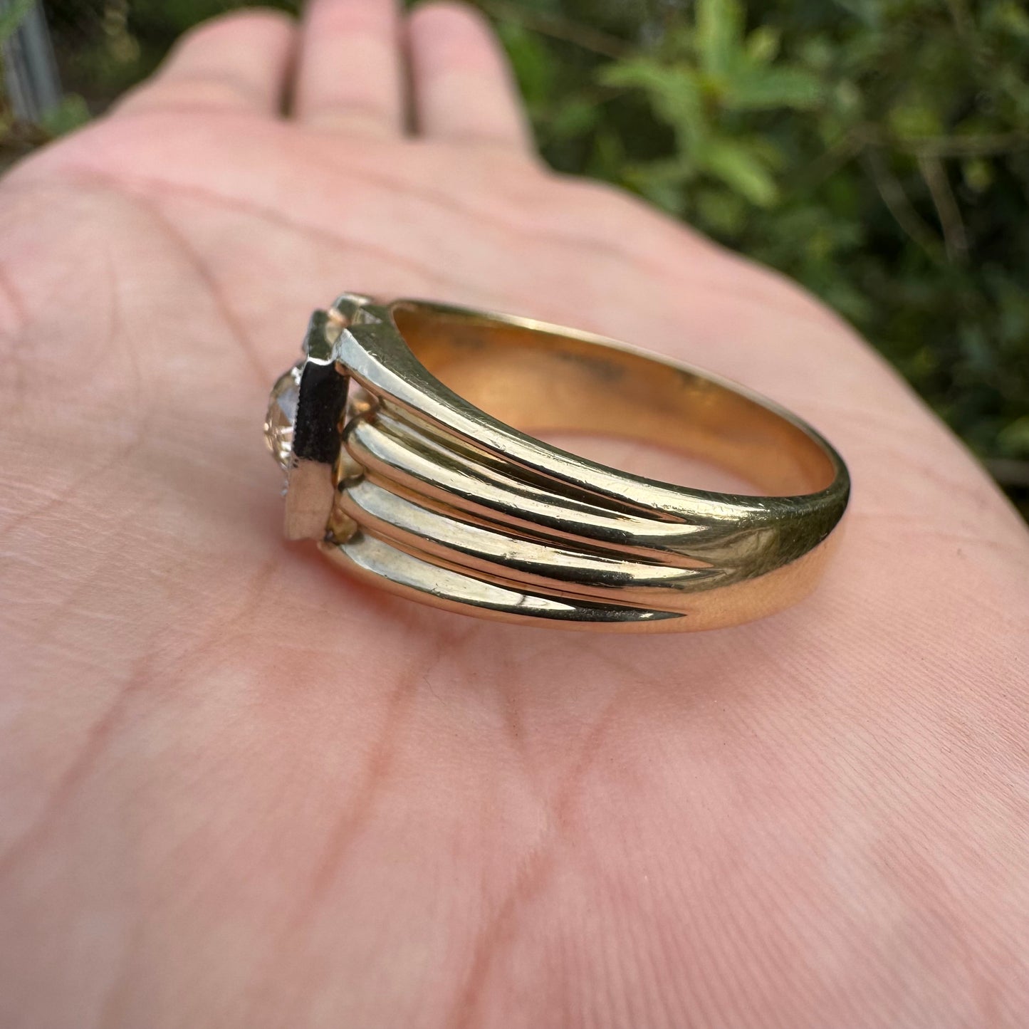 Antique Solid 14k Gold .75ct Old Euro Cut Diamond Gents Ring (10.5)