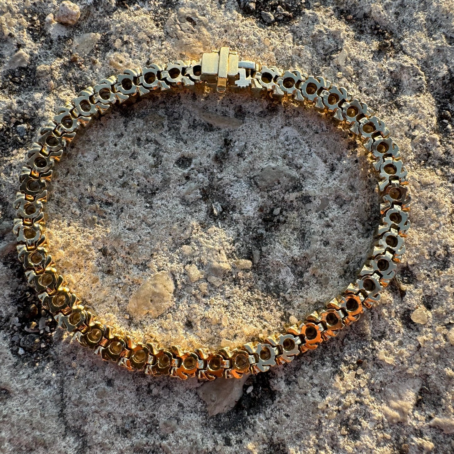 Vintage Solid 14k Yellow Gold 3.0ctw Natural Diamond Heavyweight S-Link Tennis Bracelet (7.25”)