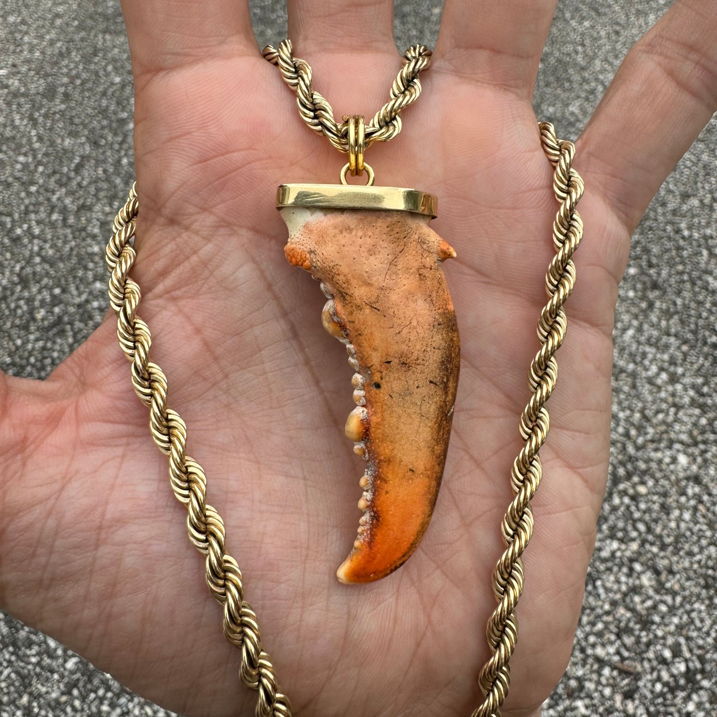 Old 18k Yellow Gold Custom One Of A Kind Handmade Lobster Claw Pendant