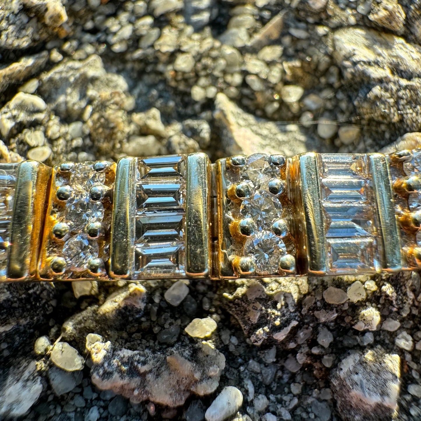 Vintage 5.0CTW Natural Diamond Custom Made 14k Yellow Gold Bracelet (6.75”)