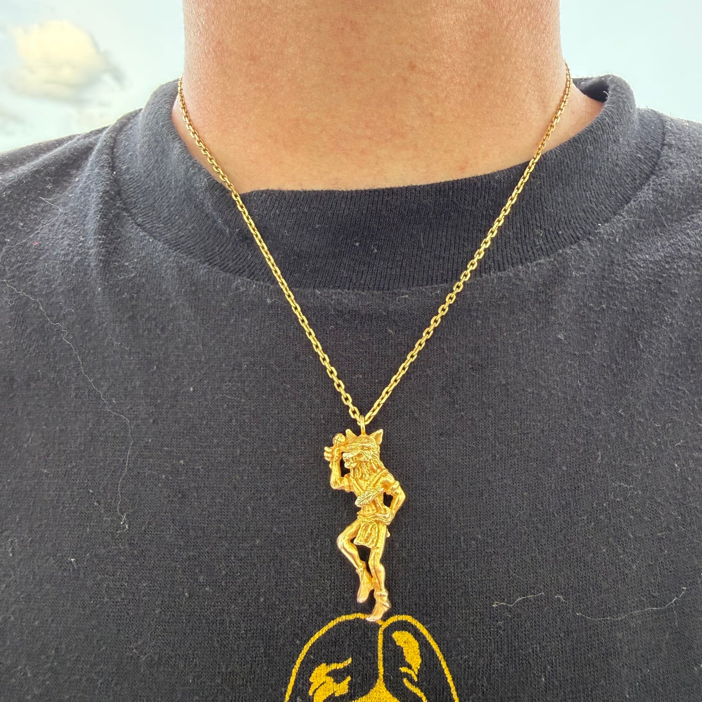 Vintage Solid 18k Yellow Gold Native American Wolf Kachina Pendant