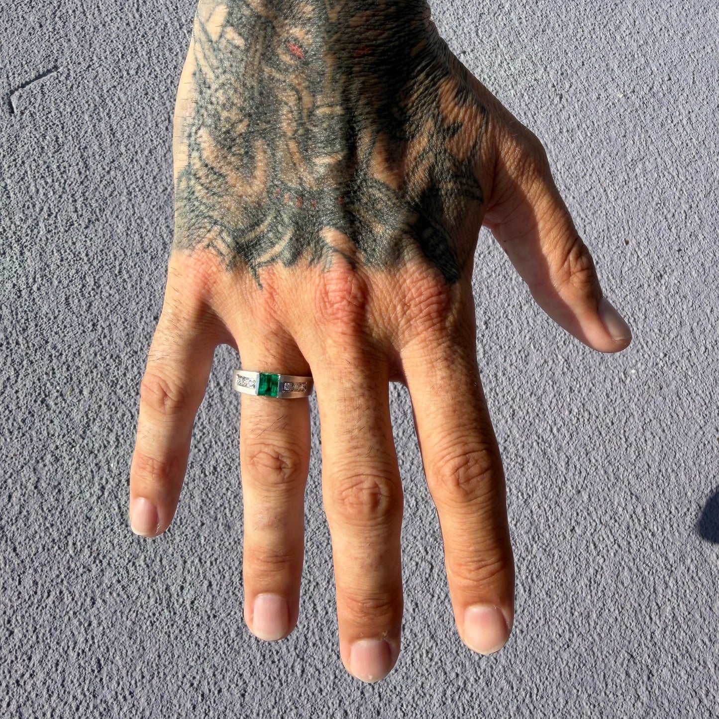 1980’s New Old Stock Solid 18k White Gold 1.25ctw Natural Columbian Emerald and VS Diamond Ring (8)