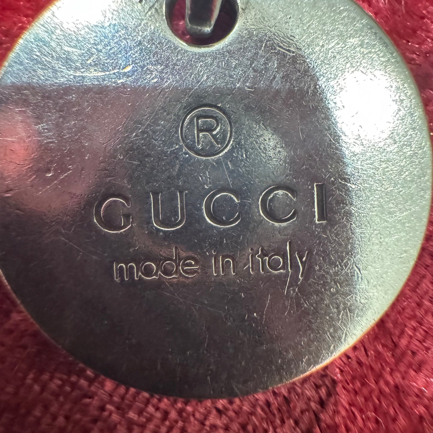 Gucci Solid Sterling/.925 Medallion Disc Monogram Dangle Drop Earrings