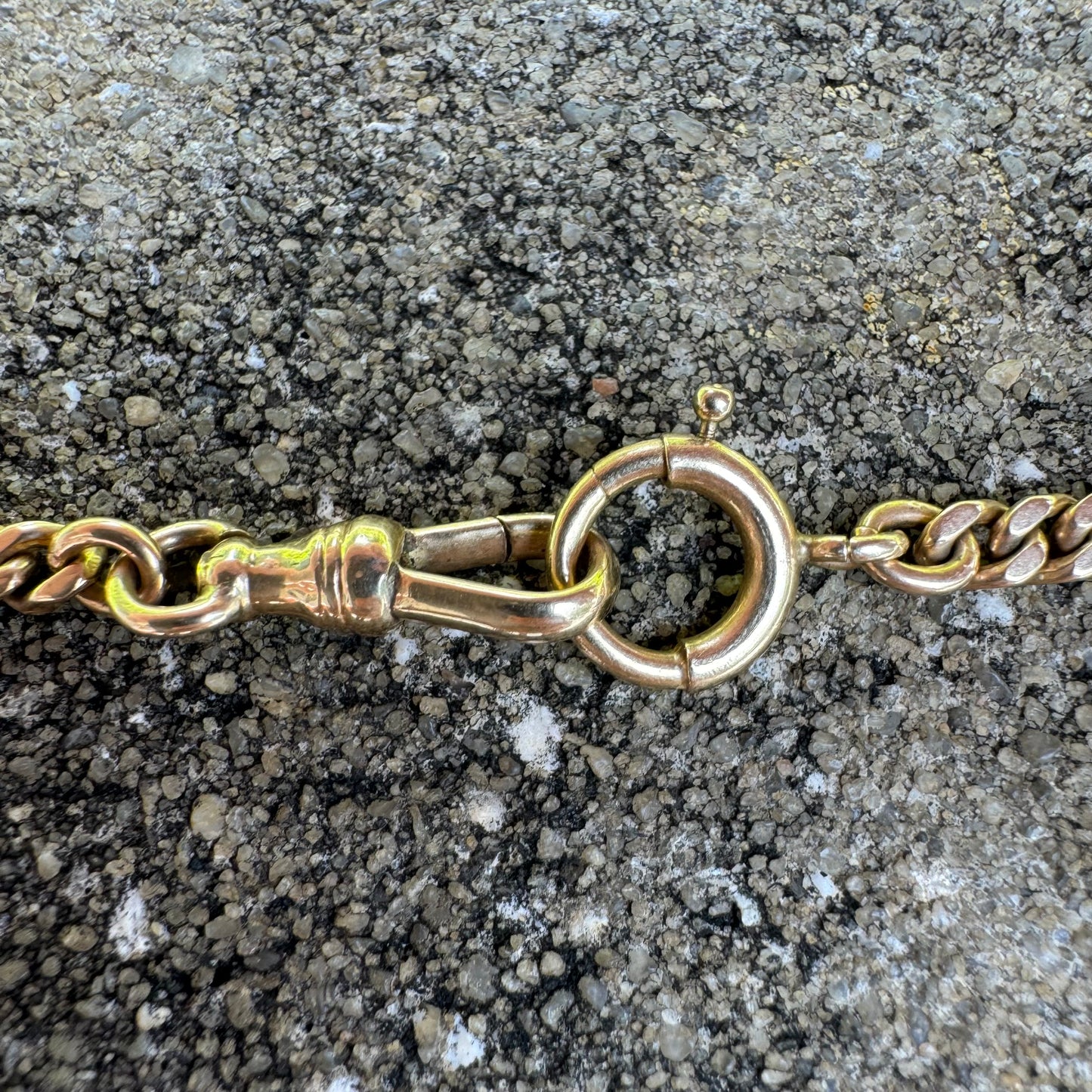 Dated 1924 Solid 14k Yellow Gold Cuban Curb Link Watch Chain Necklace (21.5”)