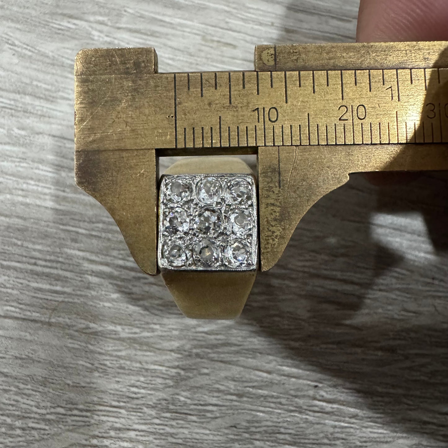 Antique 18k Yellow Gold 1.35ctw Natural Old Mine Cut Diamond Cluster Gents Ring (10.75)