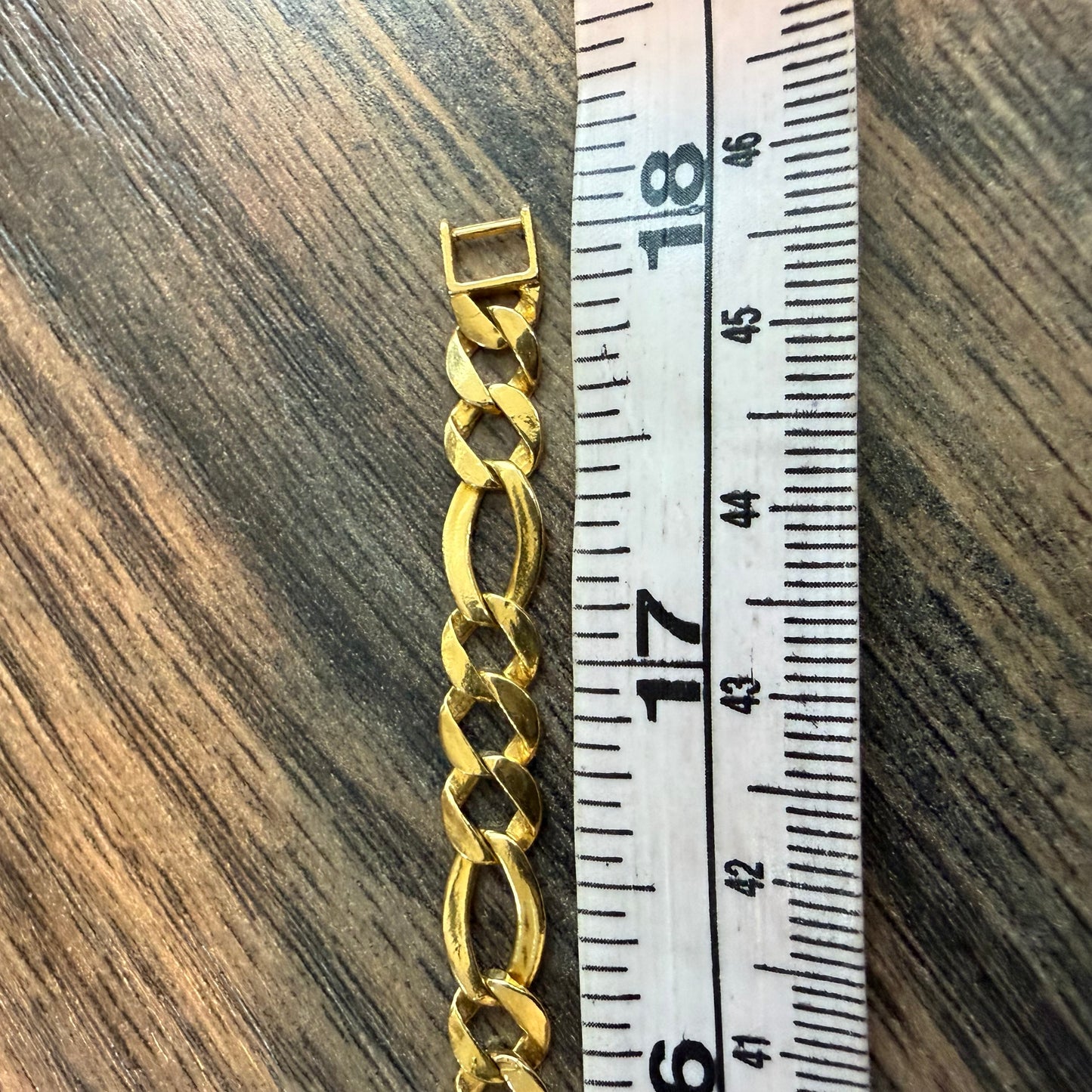 Vintage Solid 18k Yellow Gold Old School Figaro Link Necklace (18”)