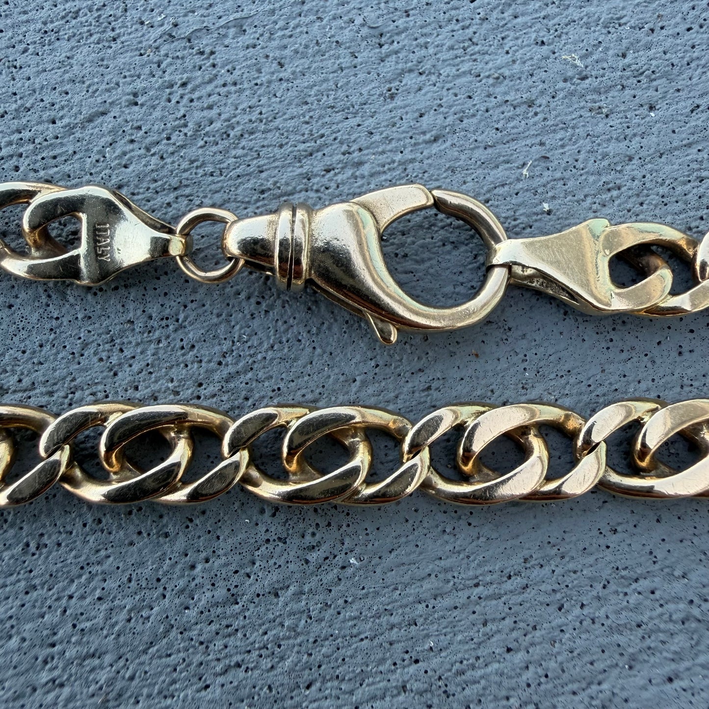 Vintage Solid 14k Italian Yellow Gold Tigers Eye Link Bracelet (7”)
