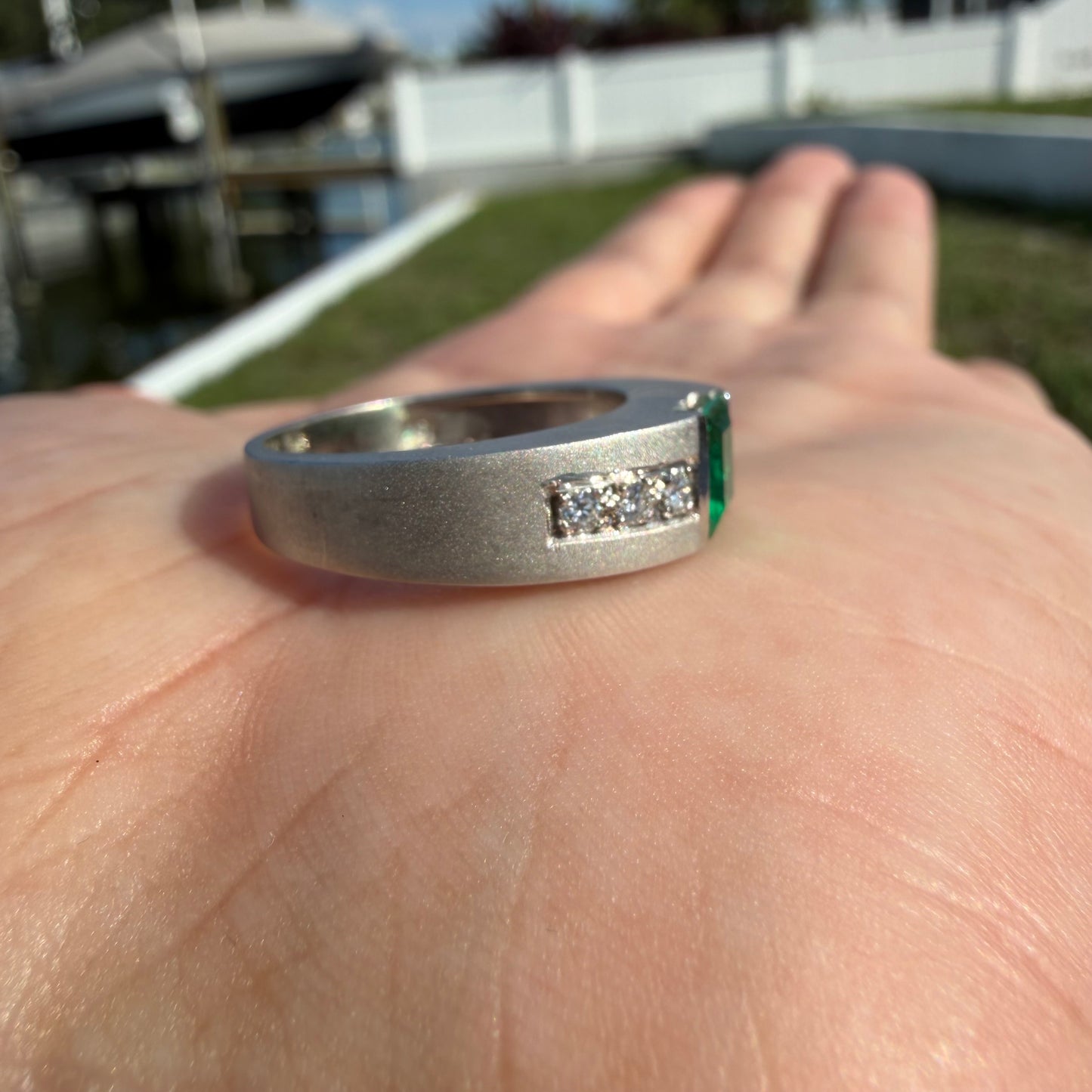 1980’s New Old Stock Solid 18k White Gold 1.25ctw Natural Columbian Emerald and VS Diamond Ring (8)